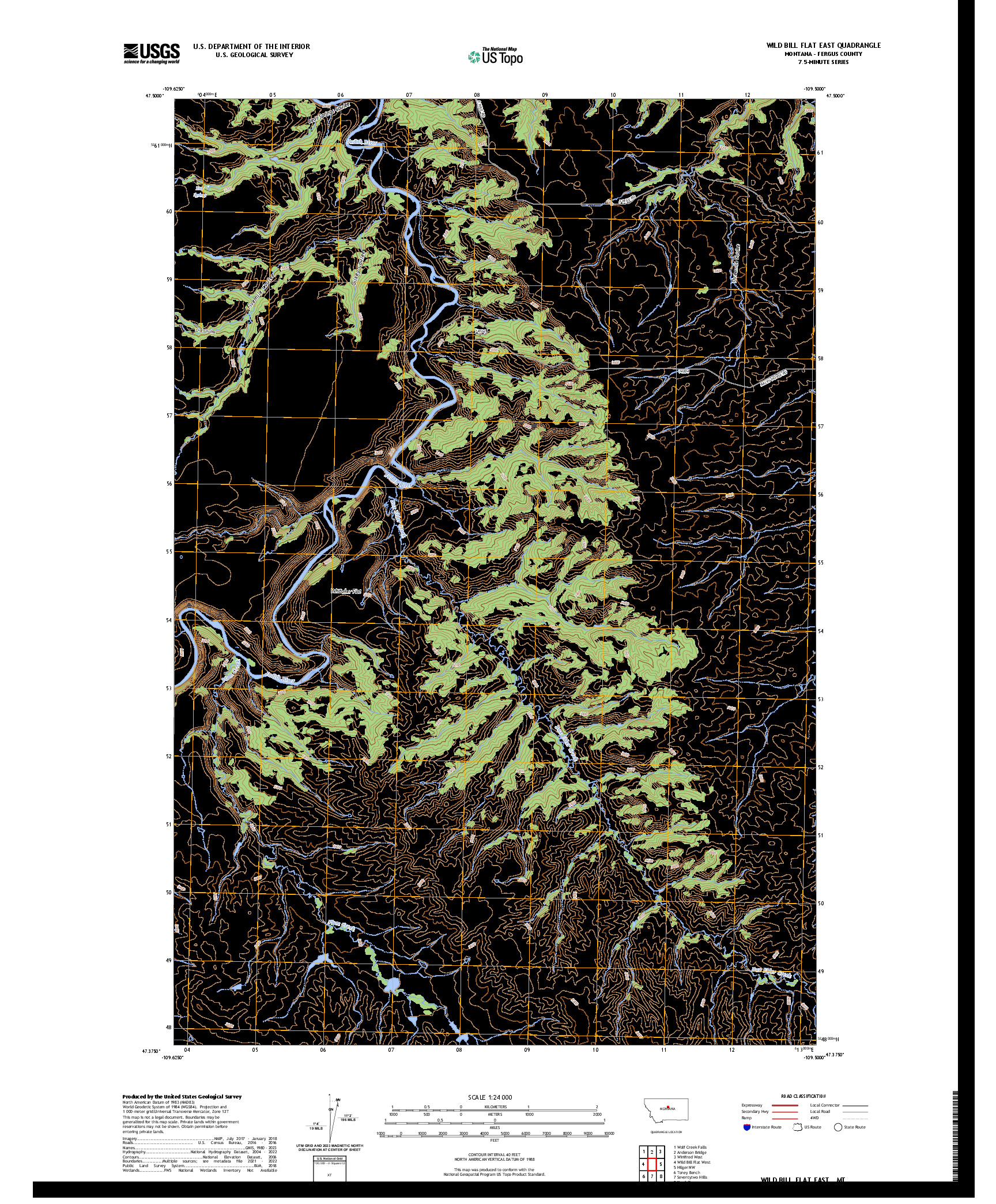 US TOPO 7.5-MINUTE MAP FOR WILD BILL FLAT EAST, MT