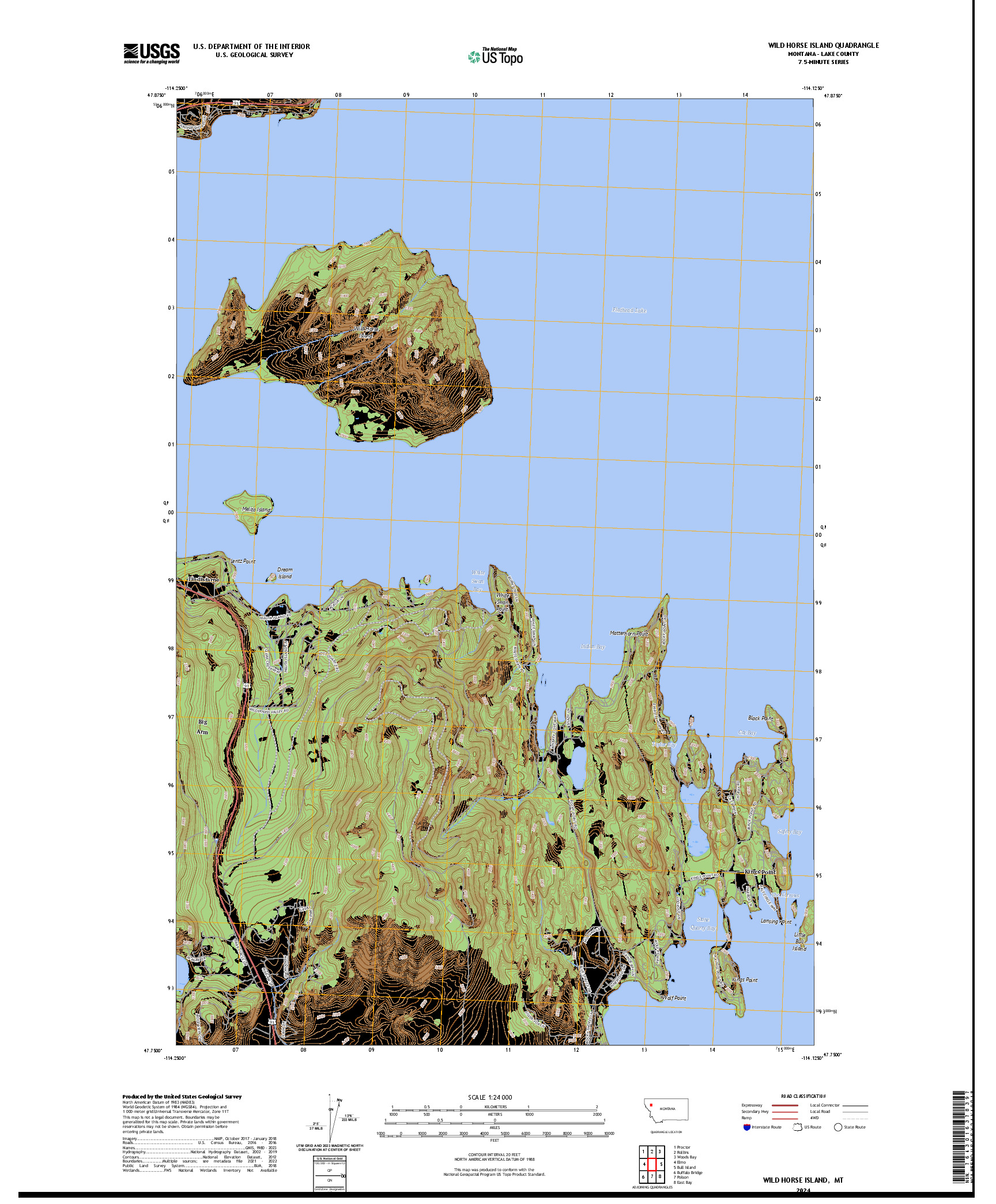 US TOPO 7.5-MINUTE MAP FOR WILD HORSE ISLAND, MT