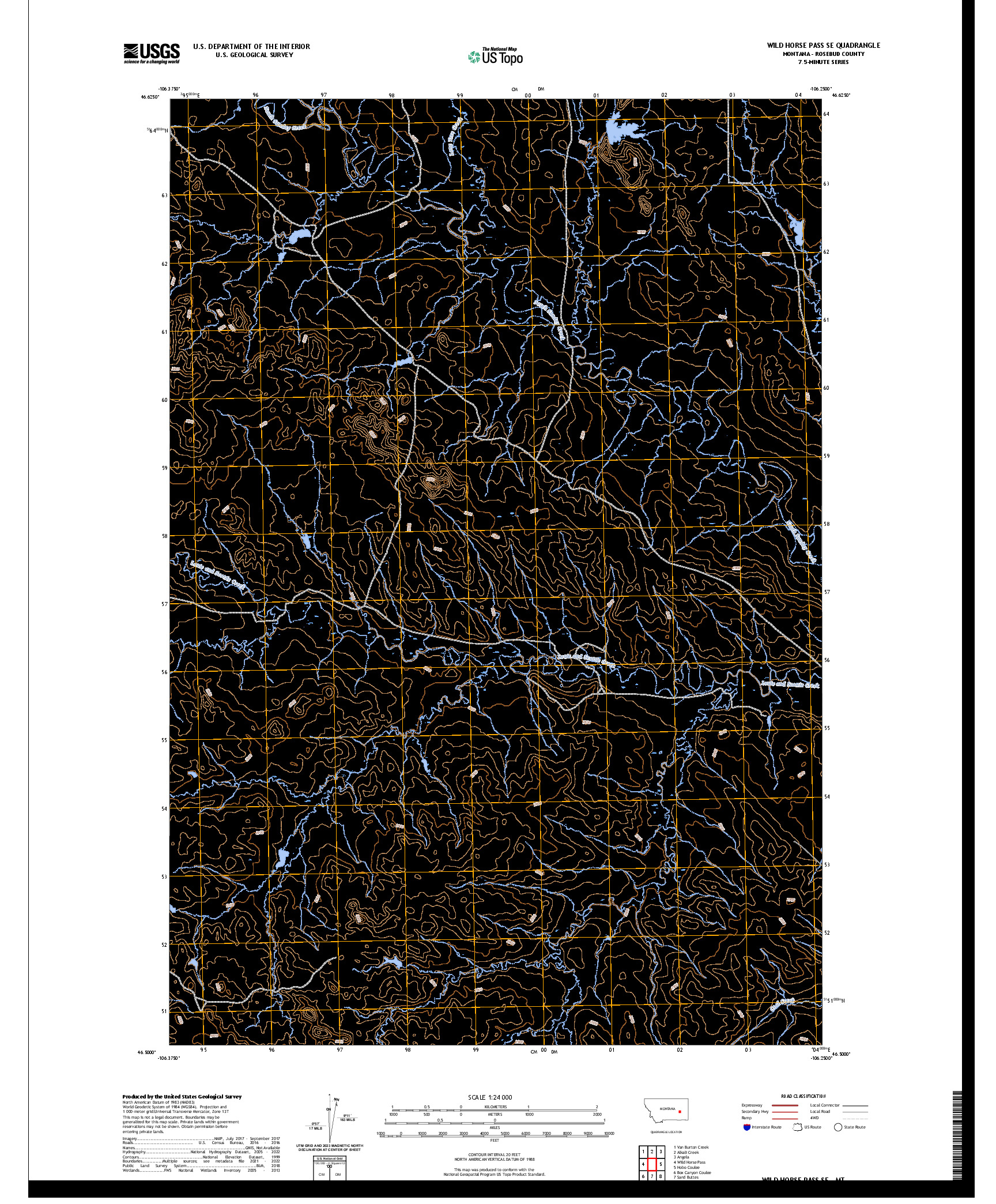 US TOPO 7.5-MINUTE MAP FOR WILD HORSE PASS SE, MT