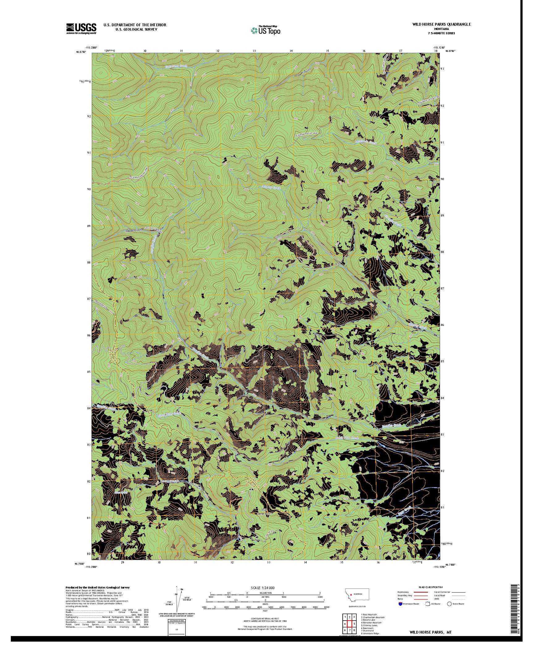 US TOPO 7.5-MINUTE MAP FOR WILD HORSE PARKS, MT