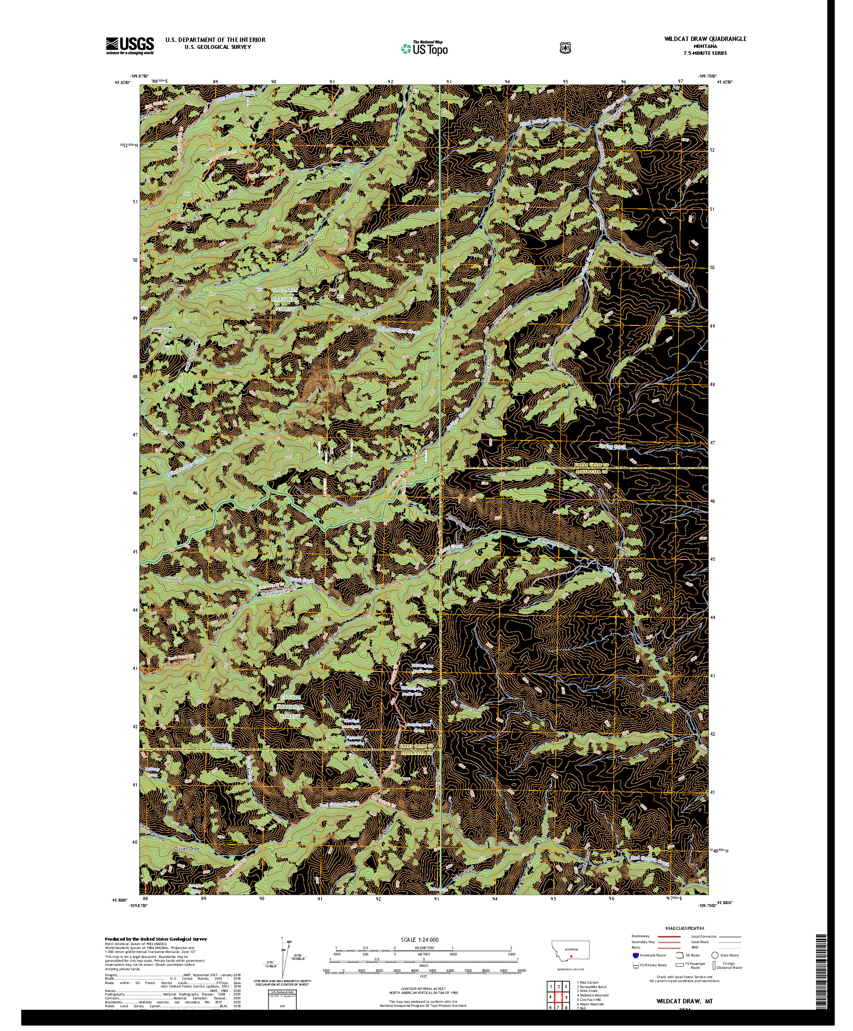 US TOPO 7.5-MINUTE MAP FOR WILDCAT DRAW, MT