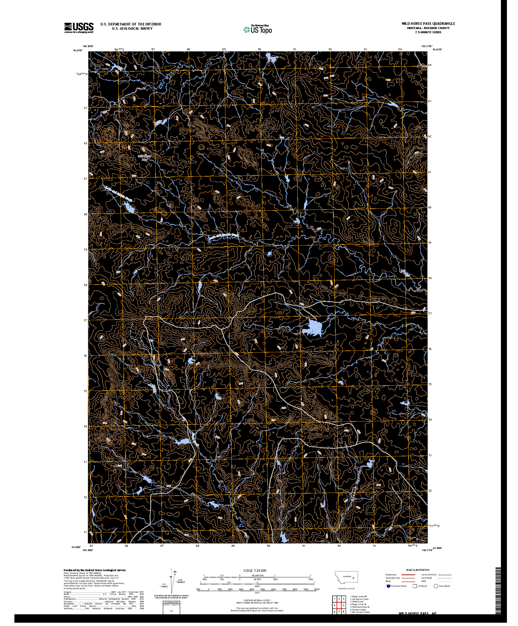 US TOPO 7.5-MINUTE MAP FOR WILD HORSE PASS, MT