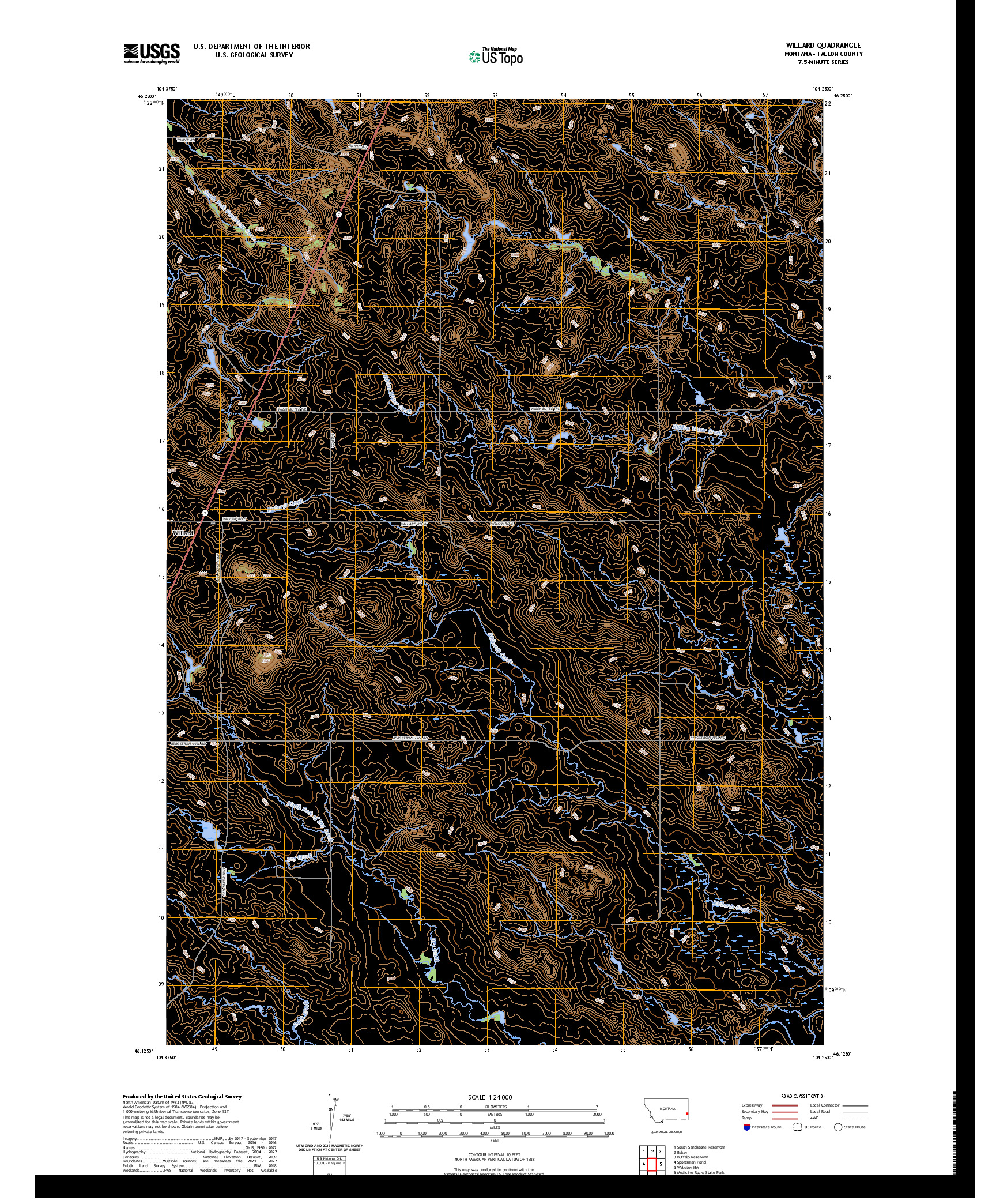 US TOPO 7.5-MINUTE MAP FOR WILLARD, MT
