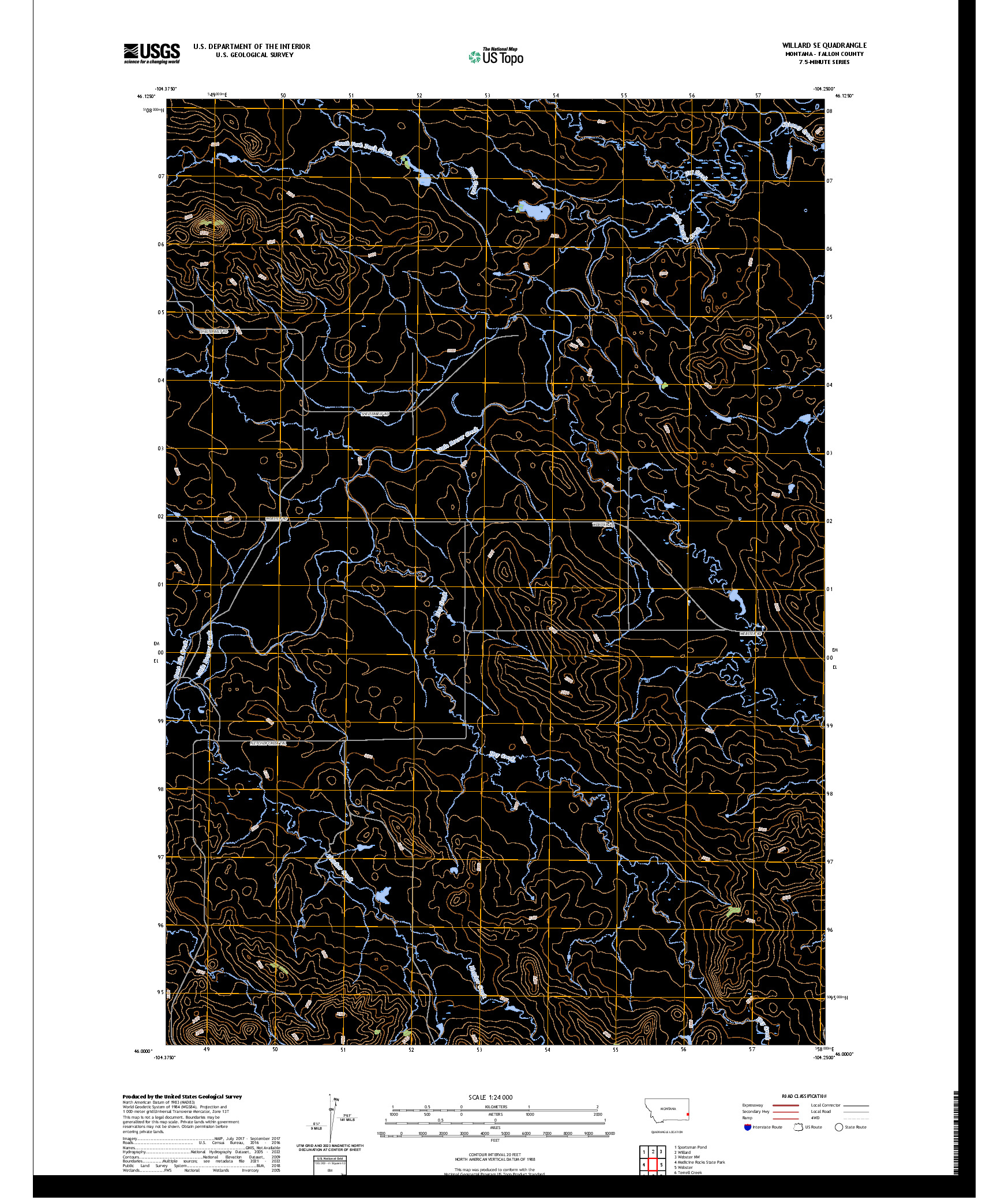 US TOPO 7.5-MINUTE MAP FOR WILLARD SE, MT