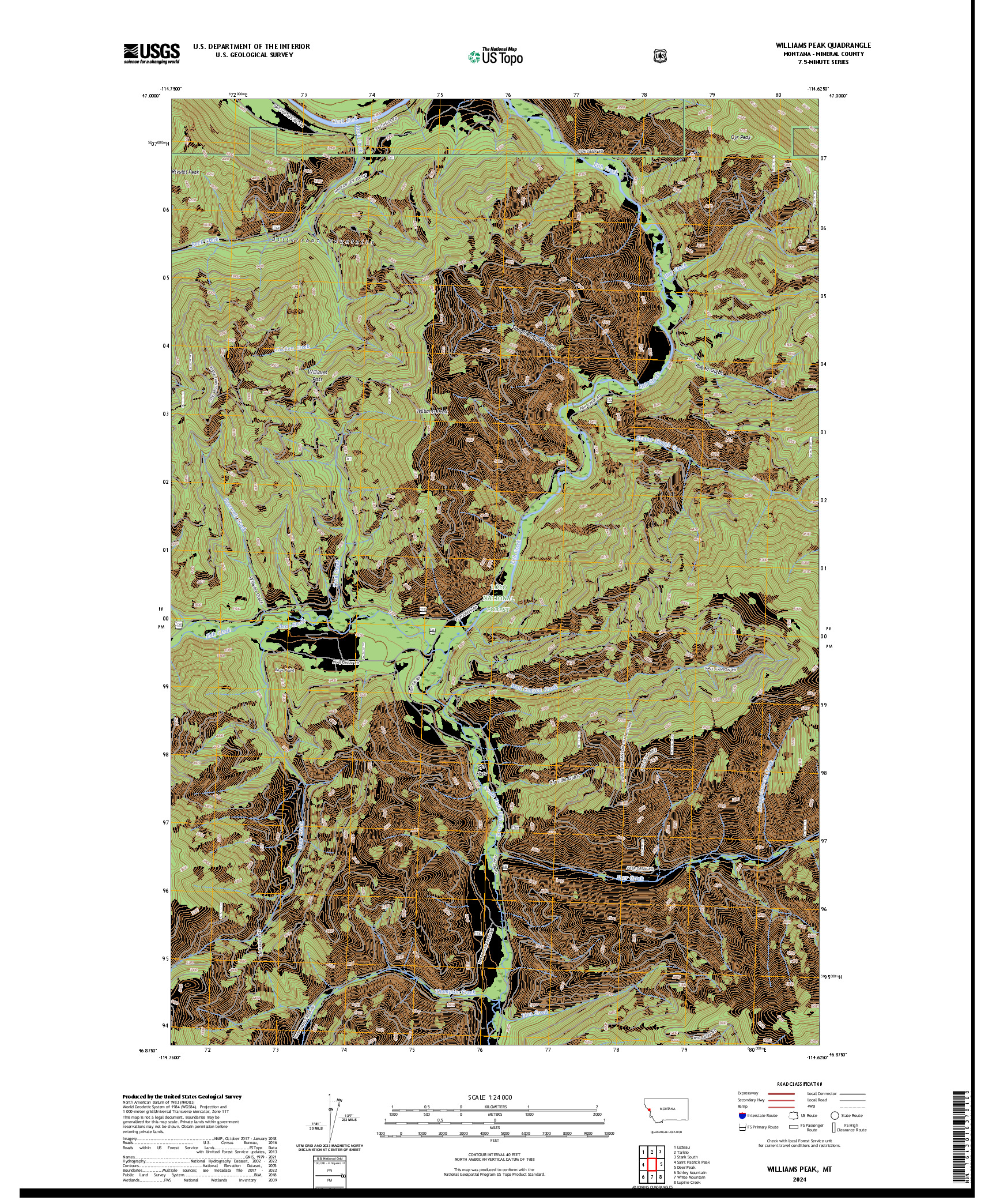 US TOPO 7.5-MINUTE MAP FOR WILLIAMS PEAK, MT