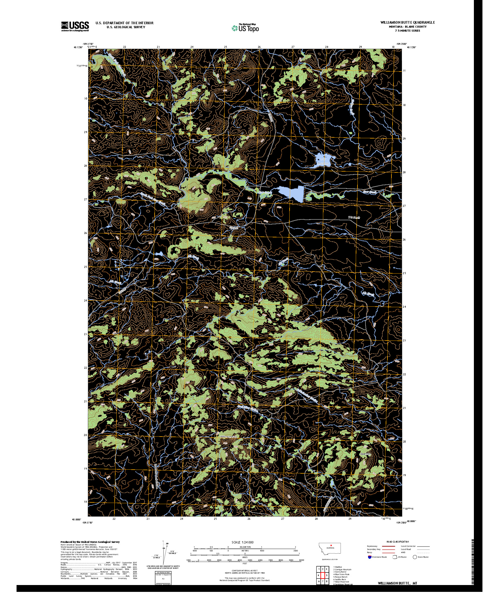 US TOPO 7.5-MINUTE MAP FOR WILLIAMSON BUTTE, MT