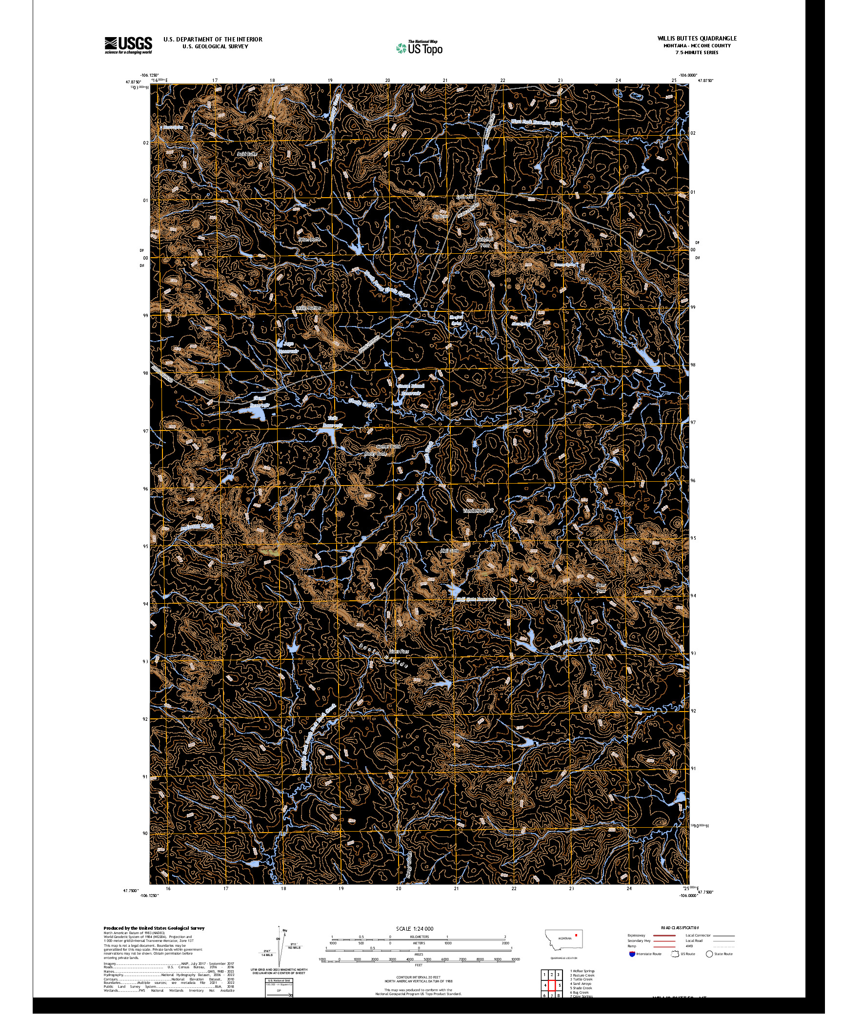 US TOPO 7.5-MINUTE MAP FOR WILLIS BUTTES, MT