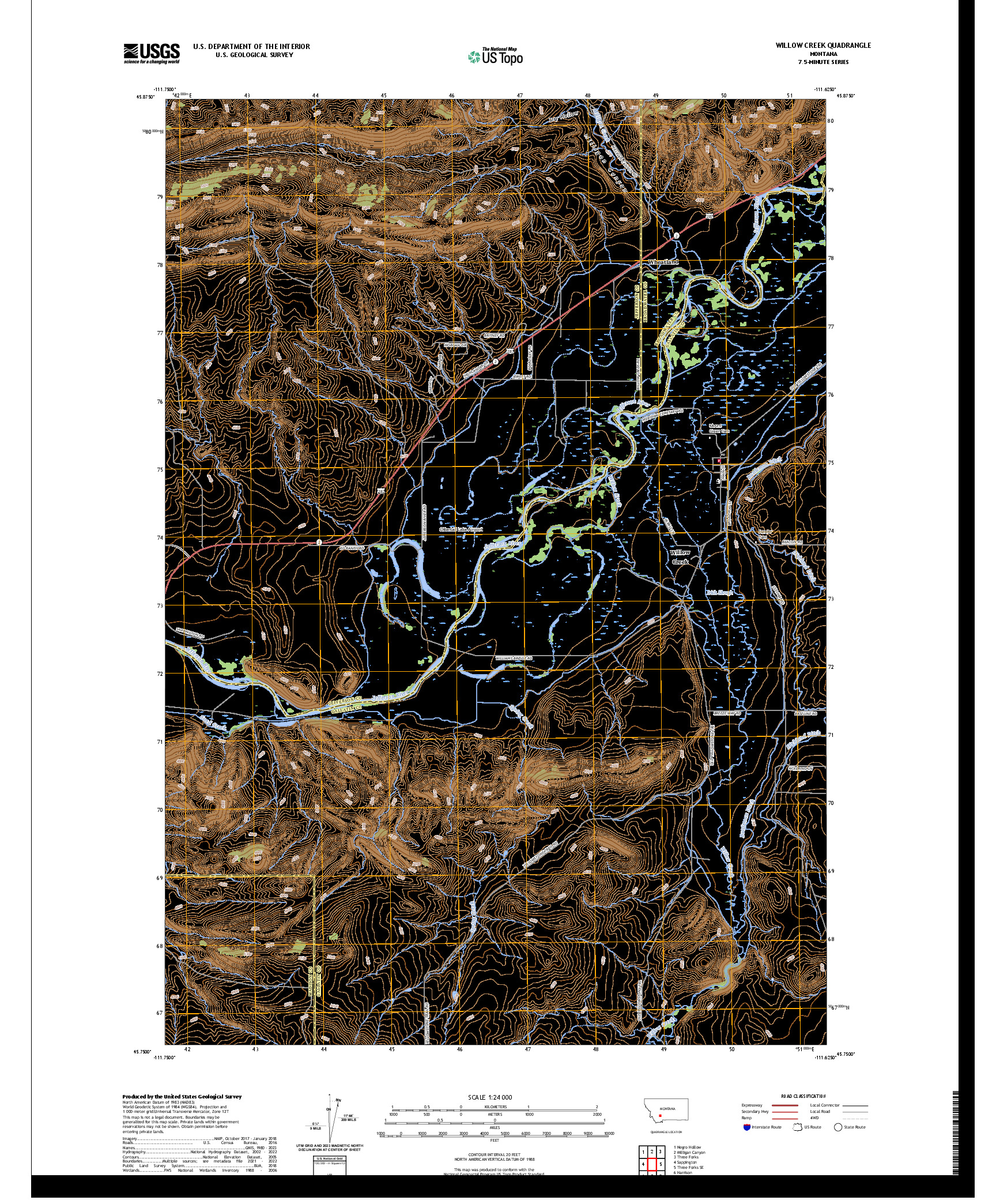 US TOPO 7.5-MINUTE MAP FOR WILLOW CREEK, MT
