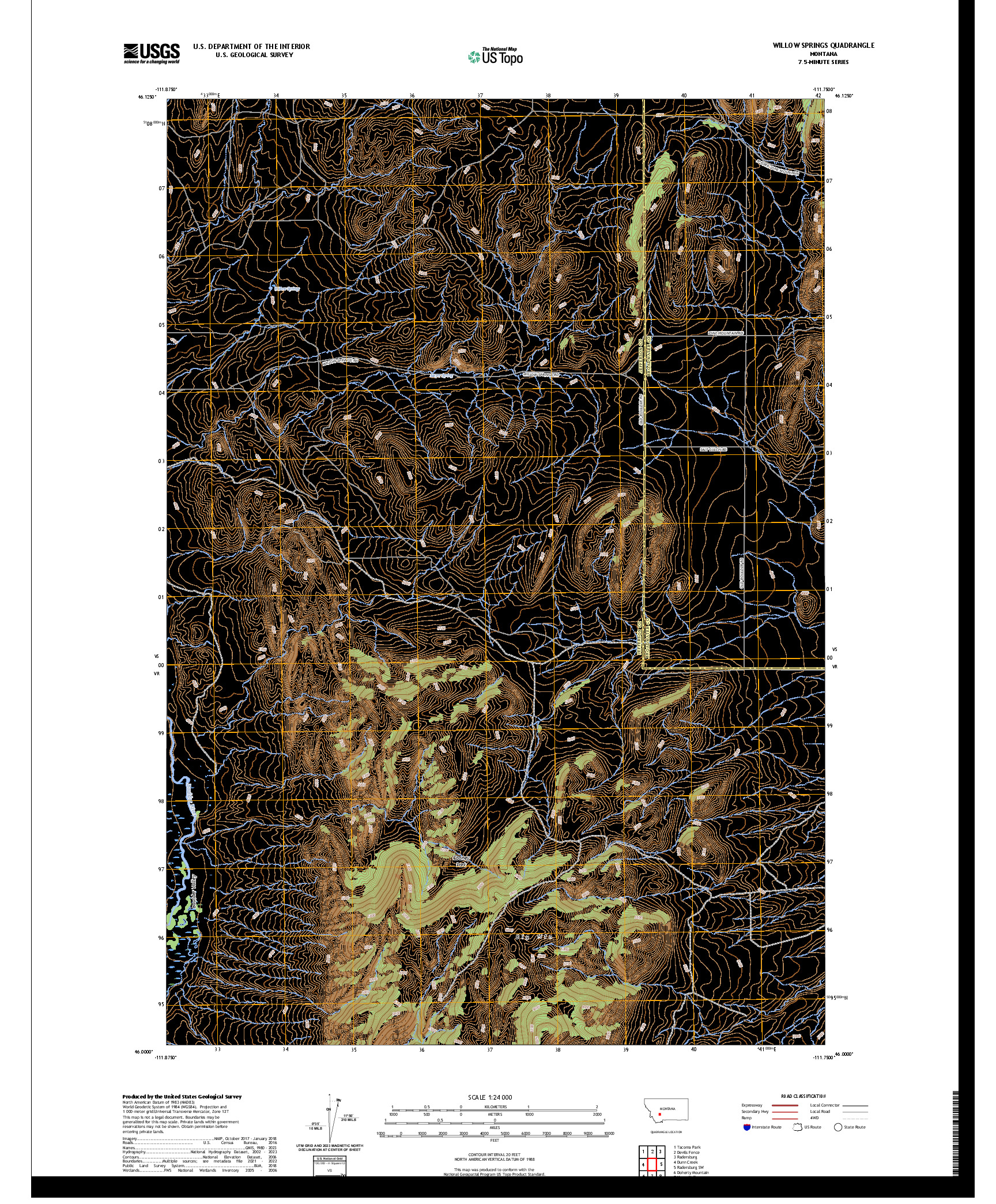 US TOPO 7.5-MINUTE MAP FOR WILLOW SPRINGS, MT