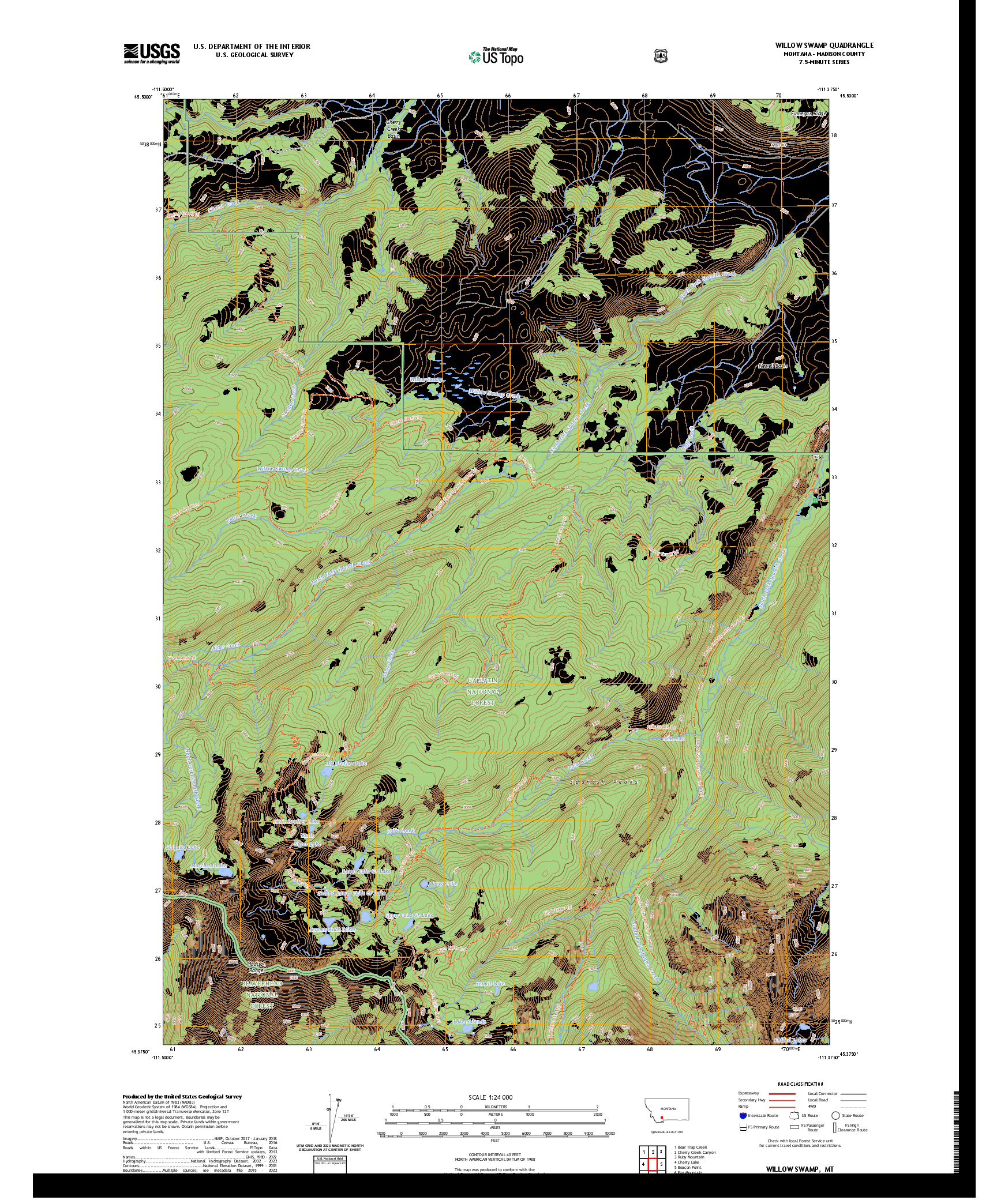 US TOPO 7.5-MINUTE MAP FOR WILLOW SWAMP, MT