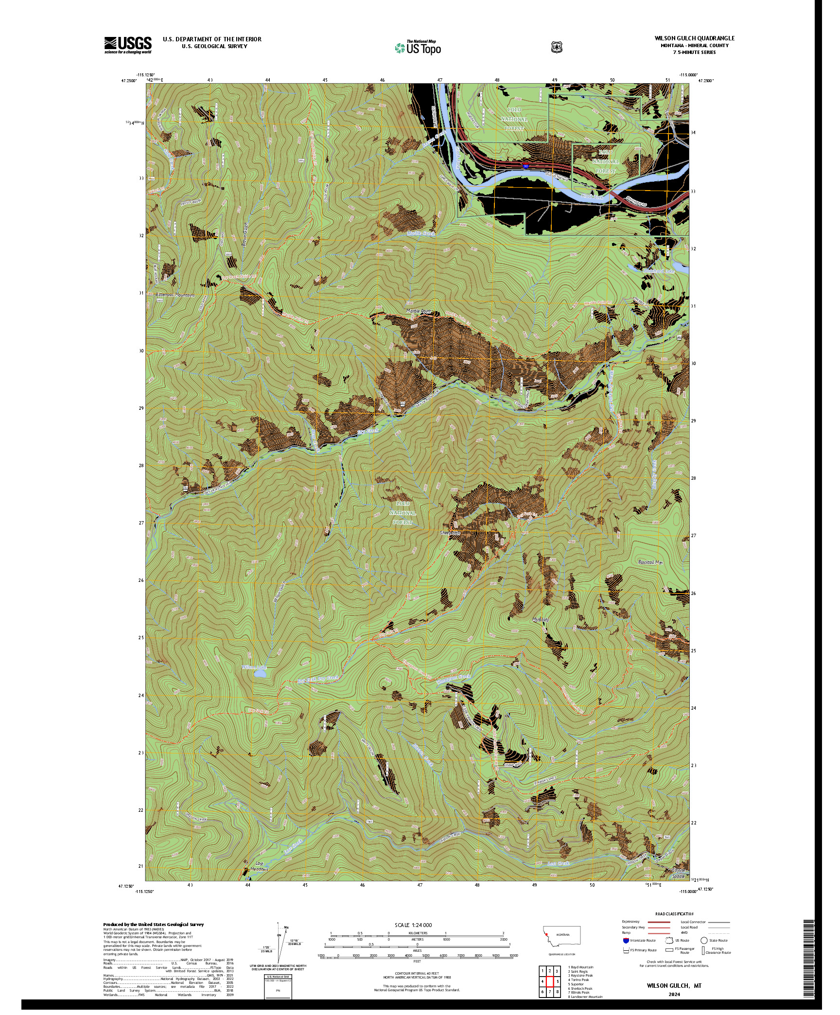US TOPO 7.5-MINUTE MAP FOR WILSON GULCH, MT