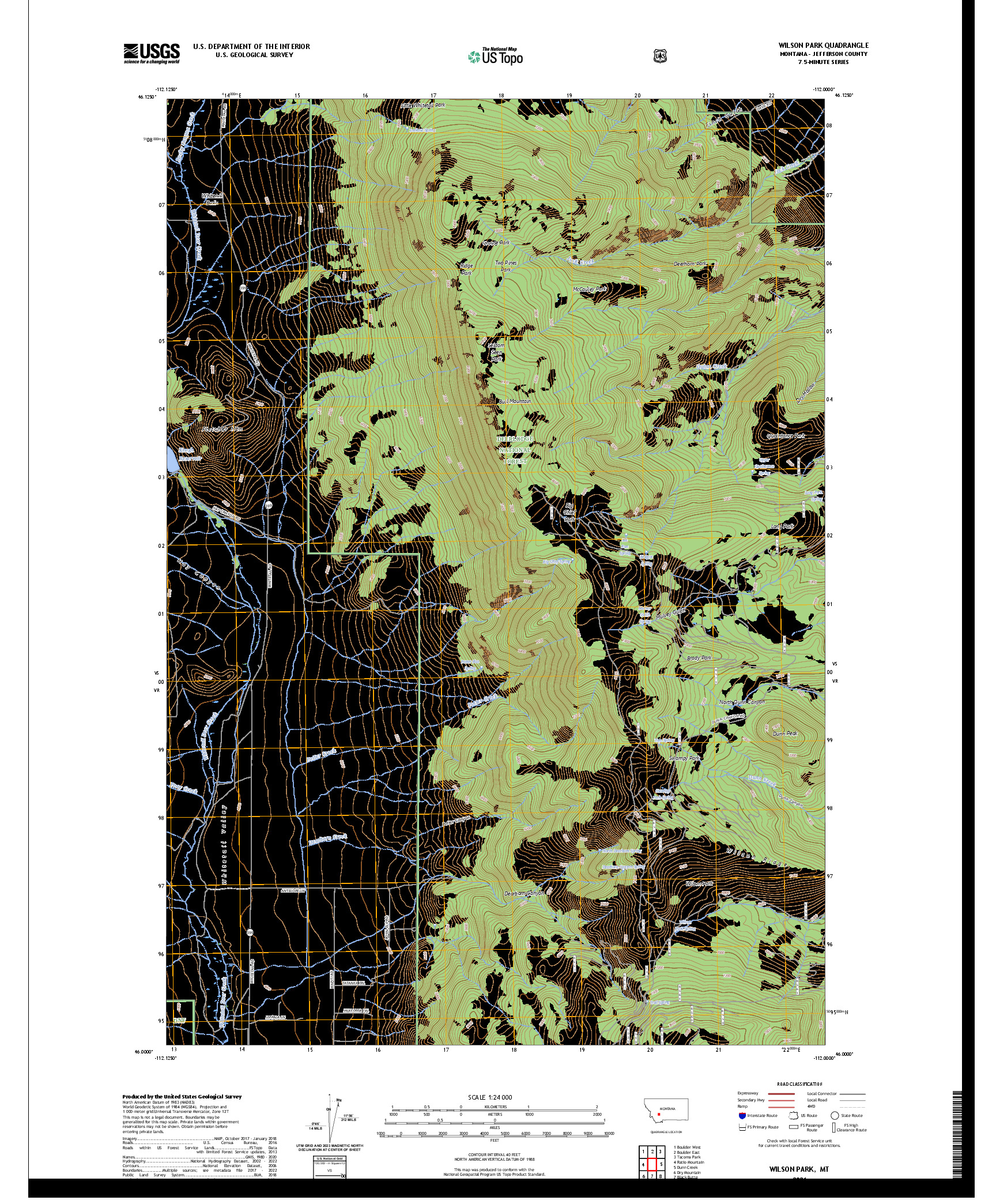 US TOPO 7.5-MINUTE MAP FOR WILSON PARK, MT