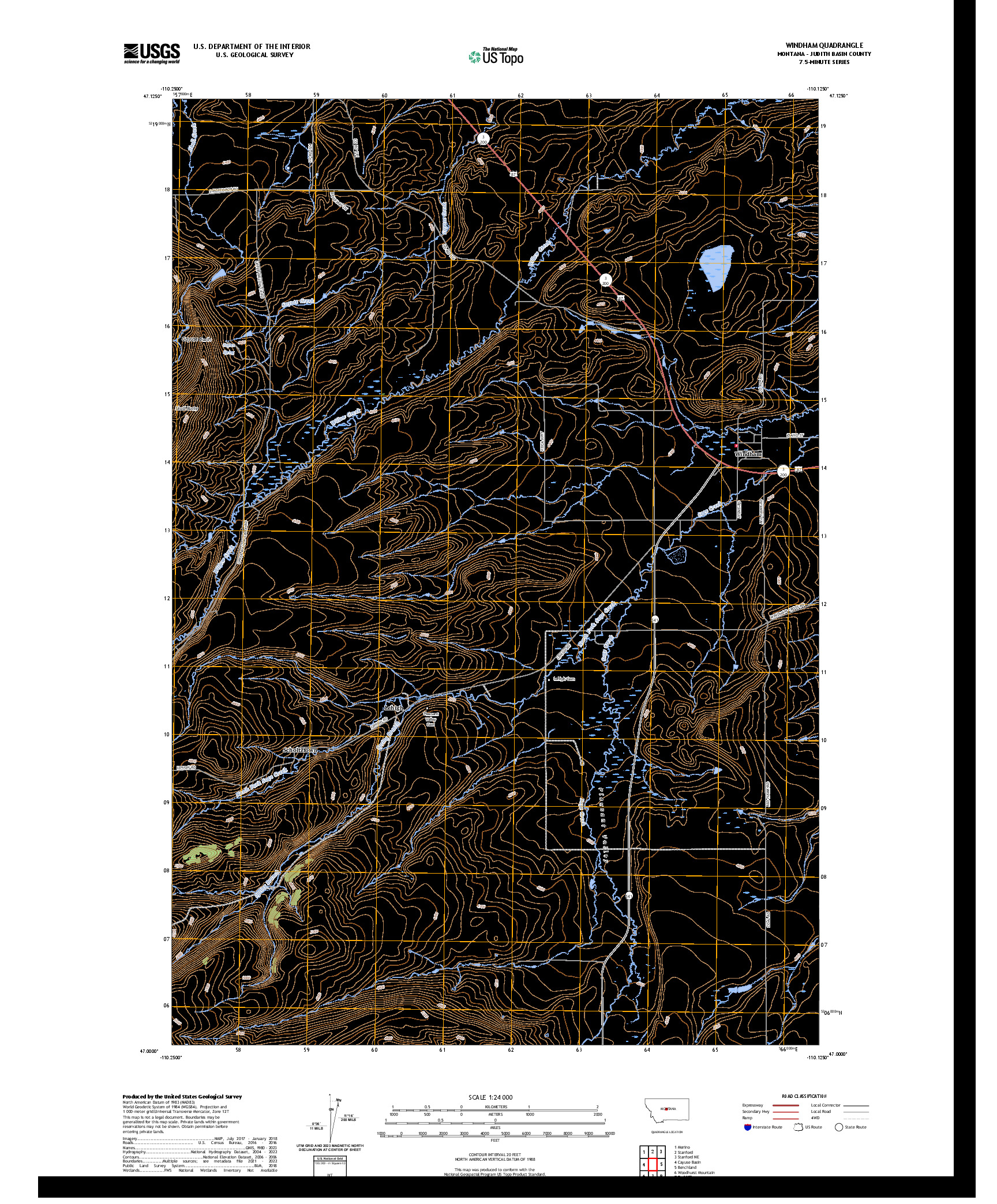 US TOPO 7.5-MINUTE MAP FOR WINDHAM, MT