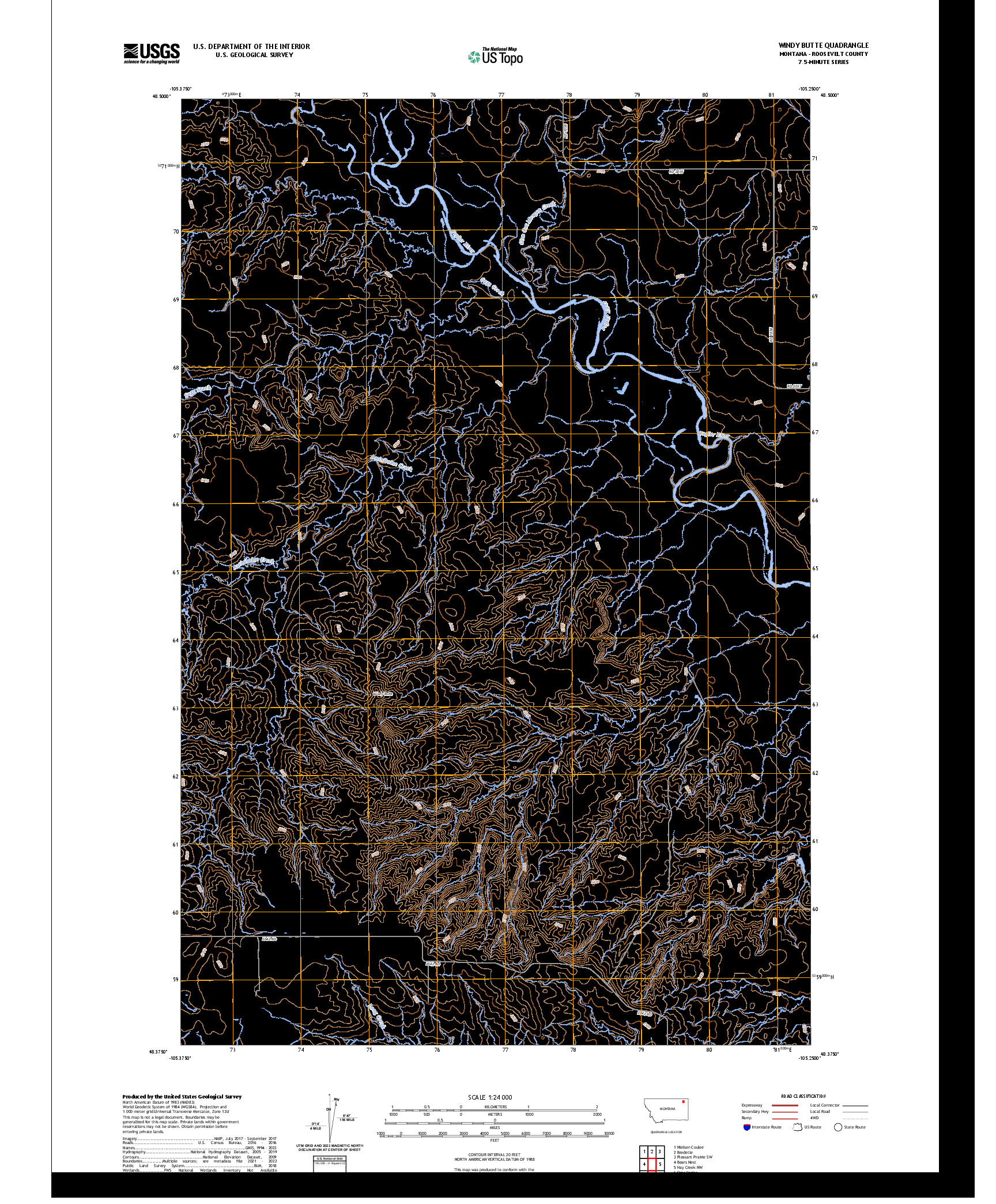 US TOPO 7.5-MINUTE MAP FOR WINDY BUTTE, MT