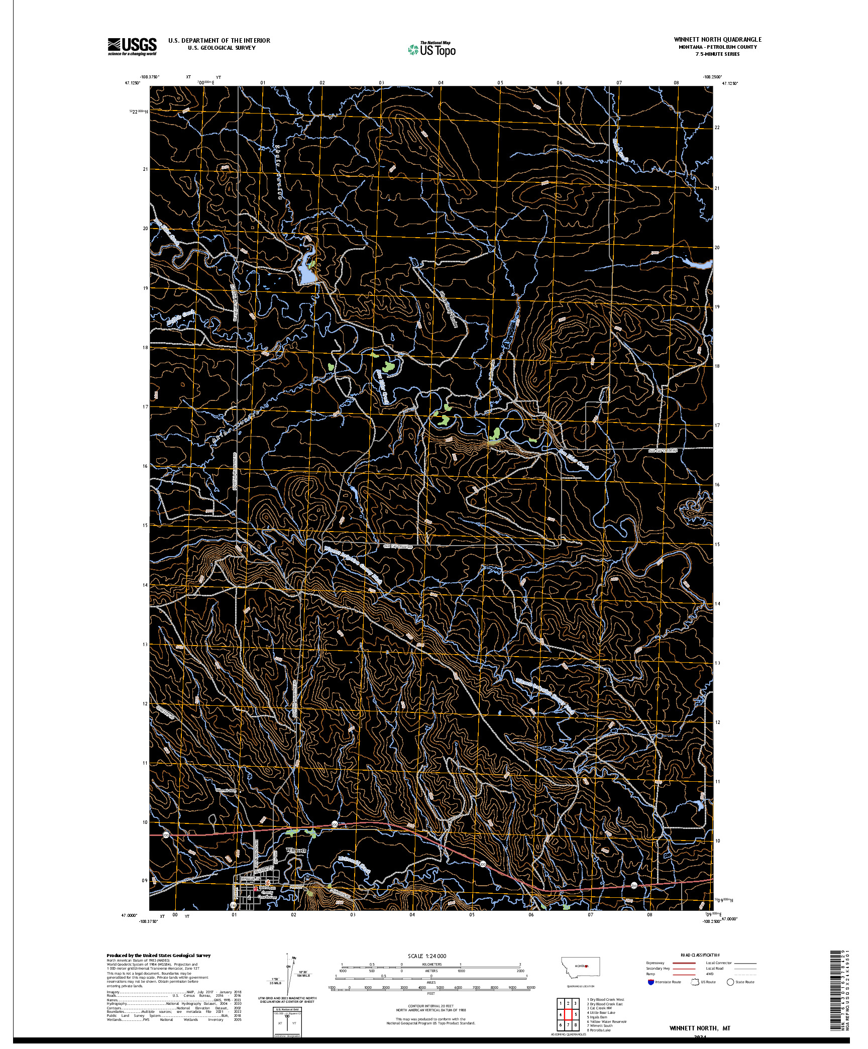 US TOPO 7.5-MINUTE MAP FOR WINNETT NORTH, MT