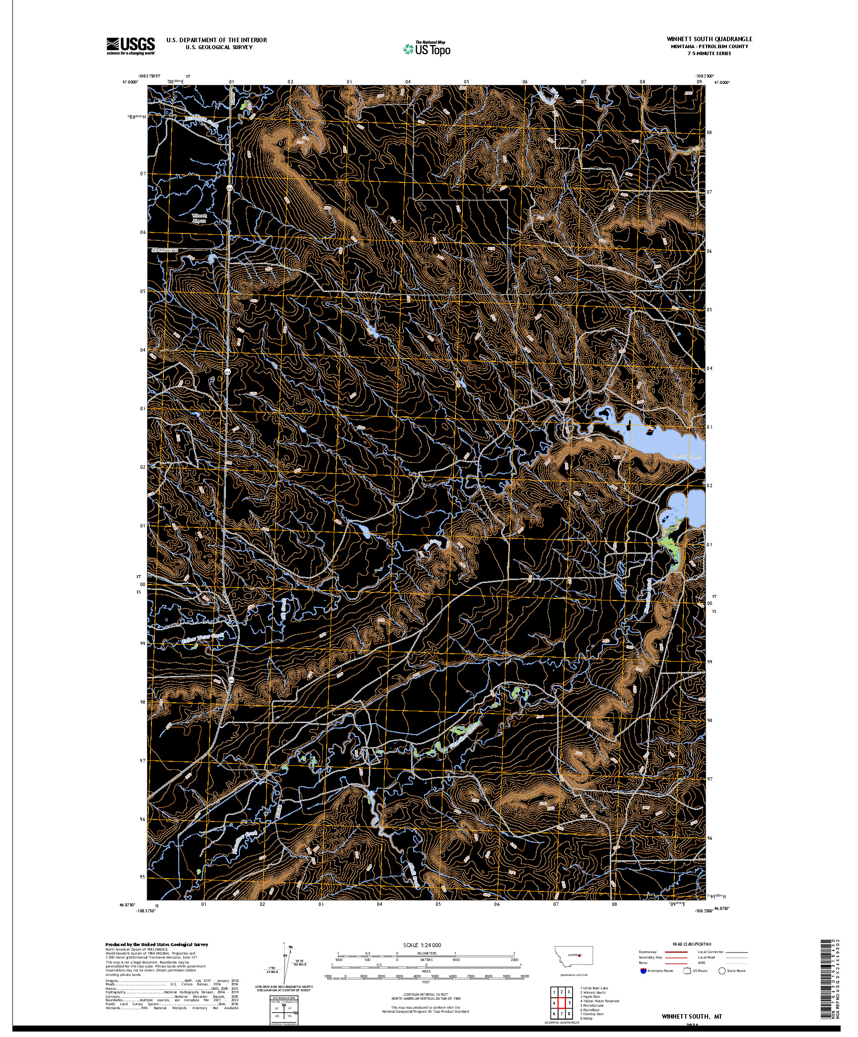 US TOPO 7.5-MINUTE MAP FOR WINNETT SOUTH, MT