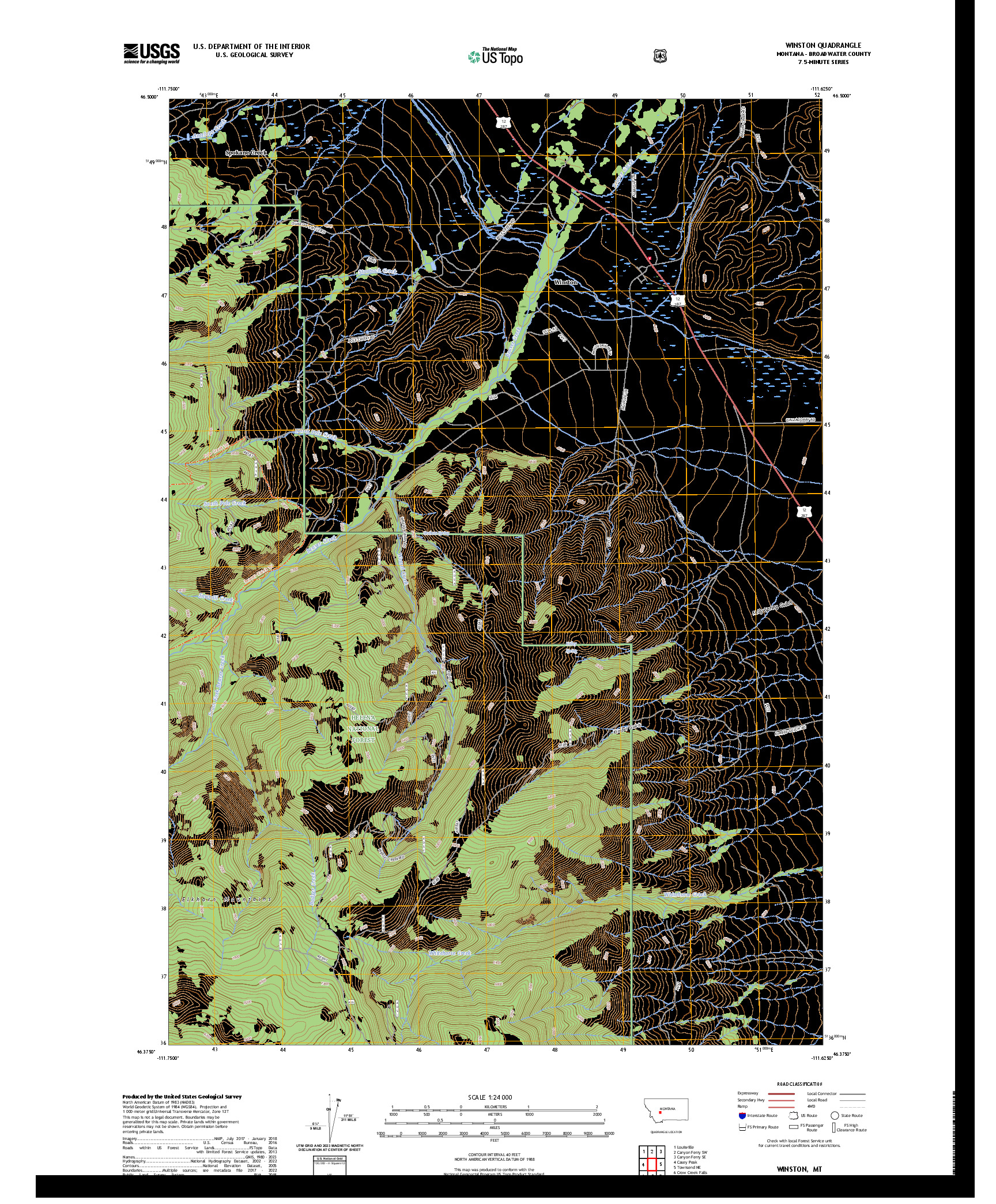 US TOPO 7.5-MINUTE MAP FOR WINSTON, MT