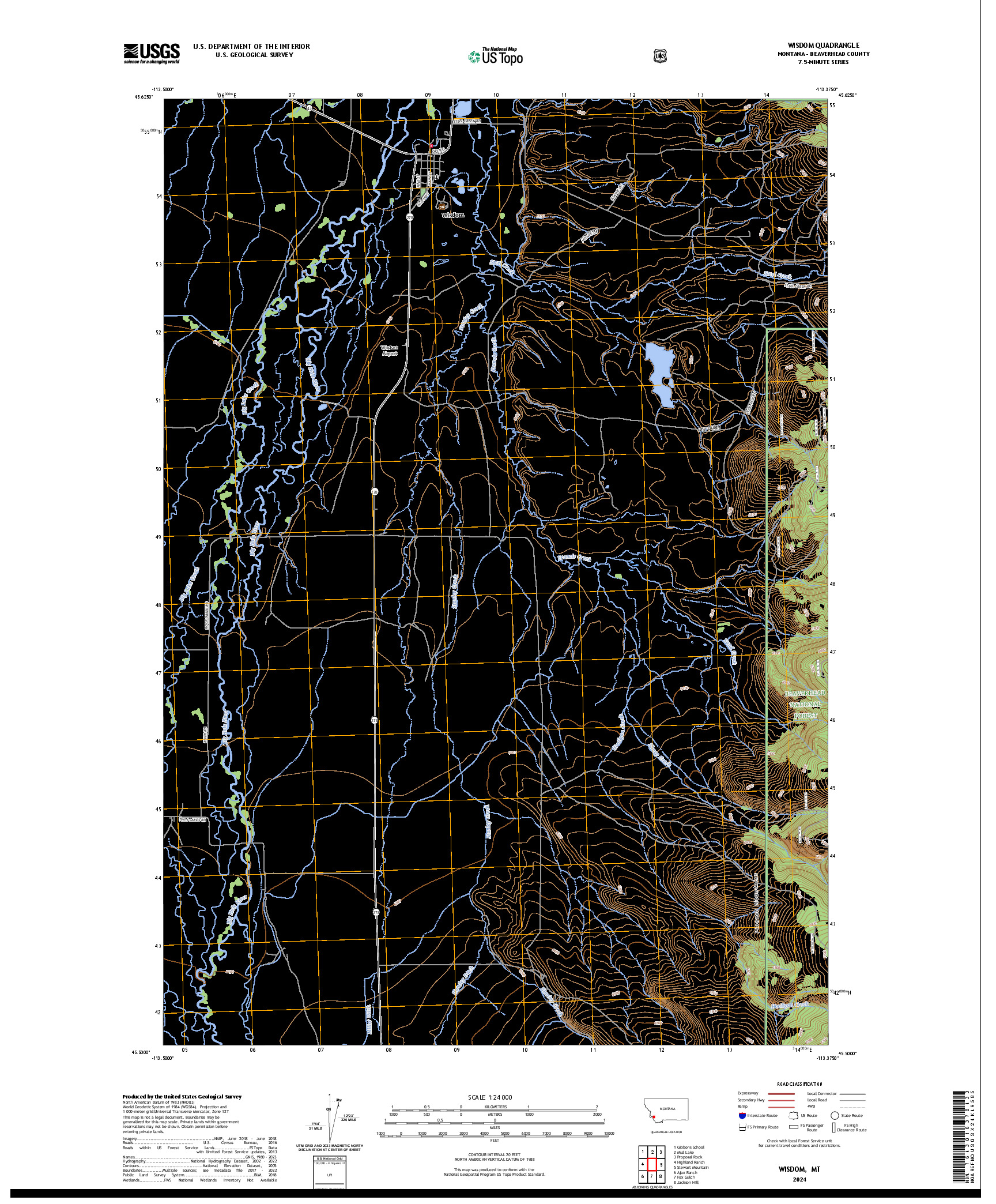 US TOPO 7.5-MINUTE MAP FOR WISDOM, MT