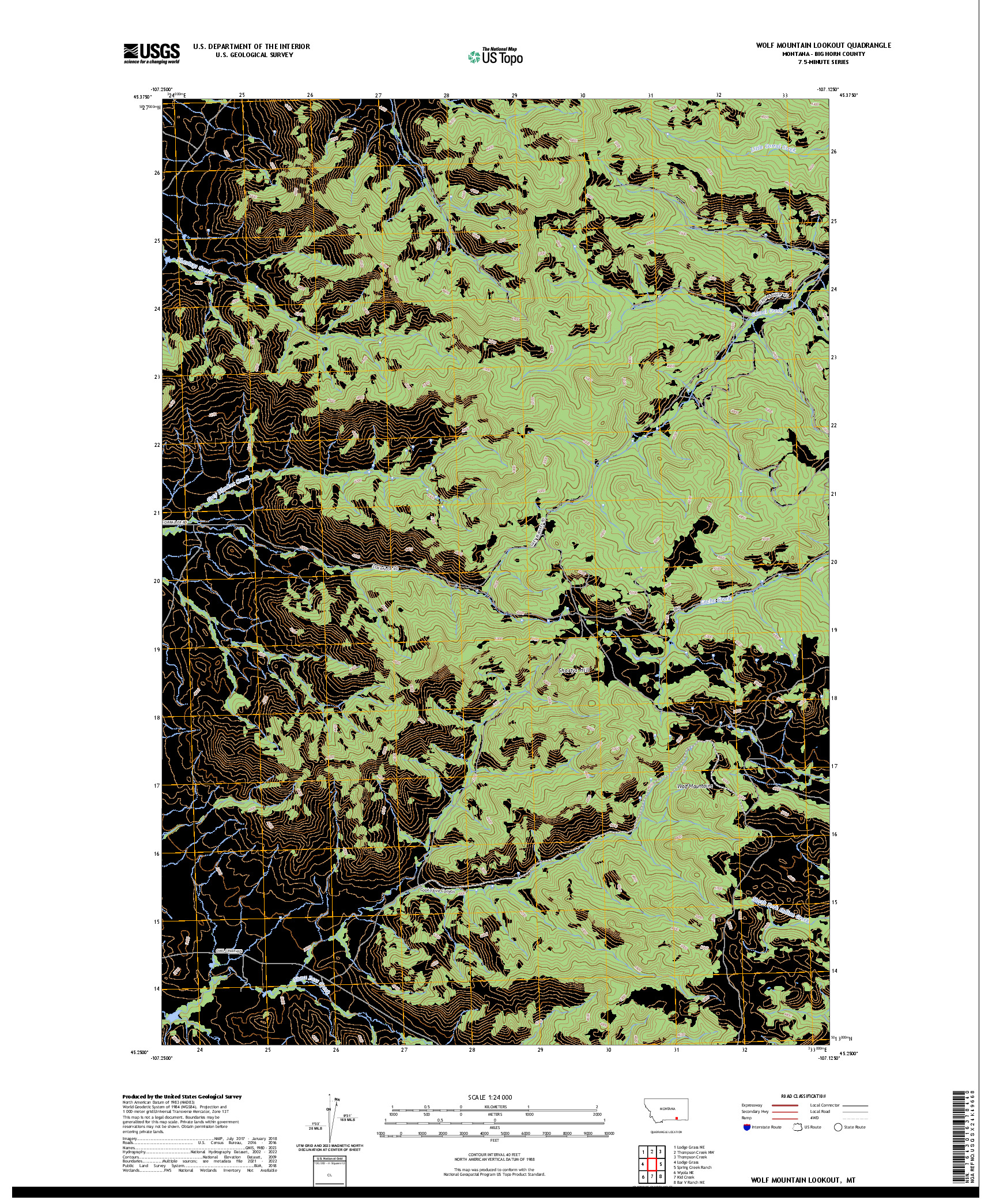 US TOPO 7.5-MINUTE MAP FOR WOLF MOUNTAIN LOOKOUT, MT