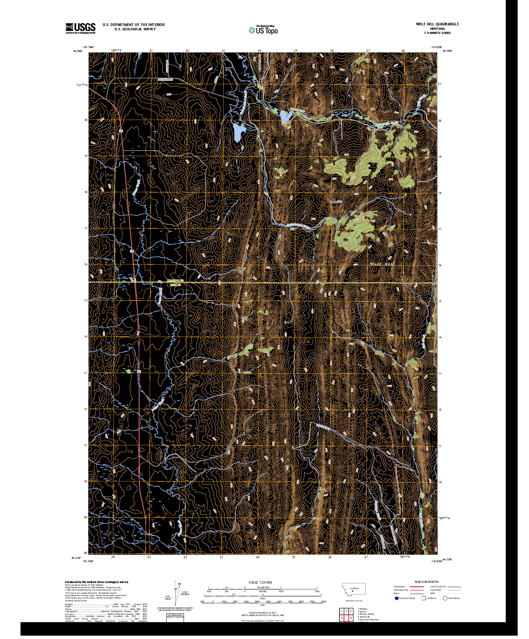 US TOPO 7.5-MINUTE MAP FOR WOLF HILL, MT