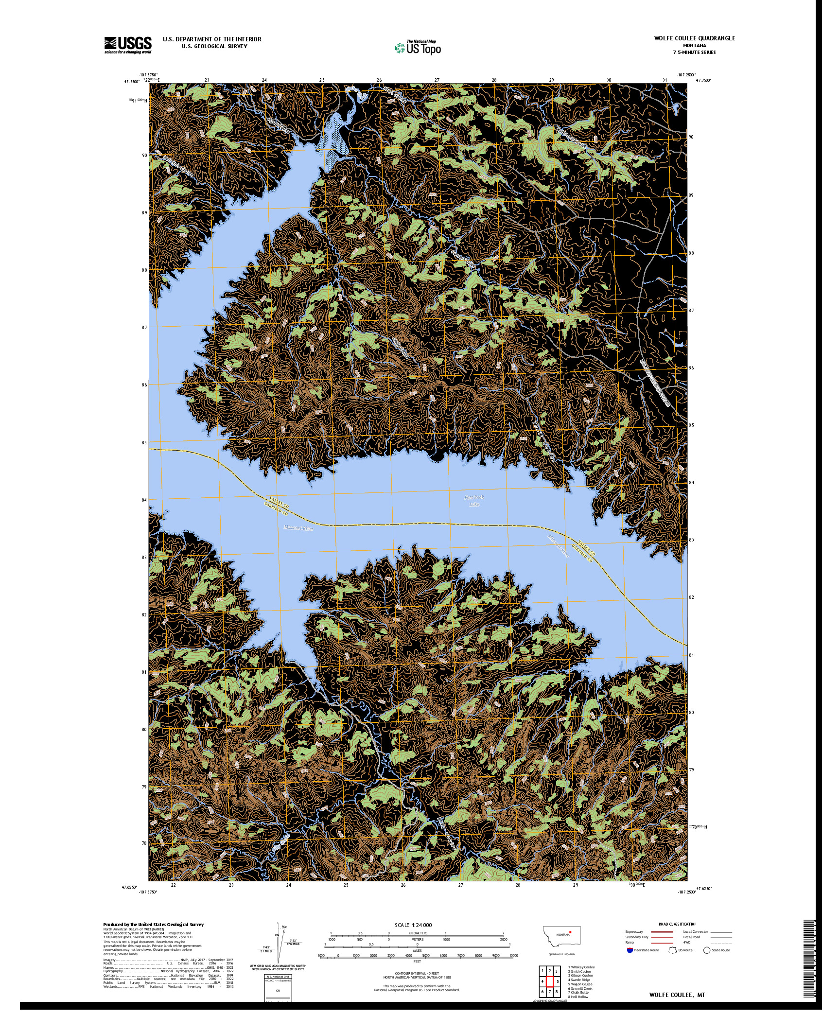 US TOPO 7.5-MINUTE MAP FOR WOLFE COULEE, MT