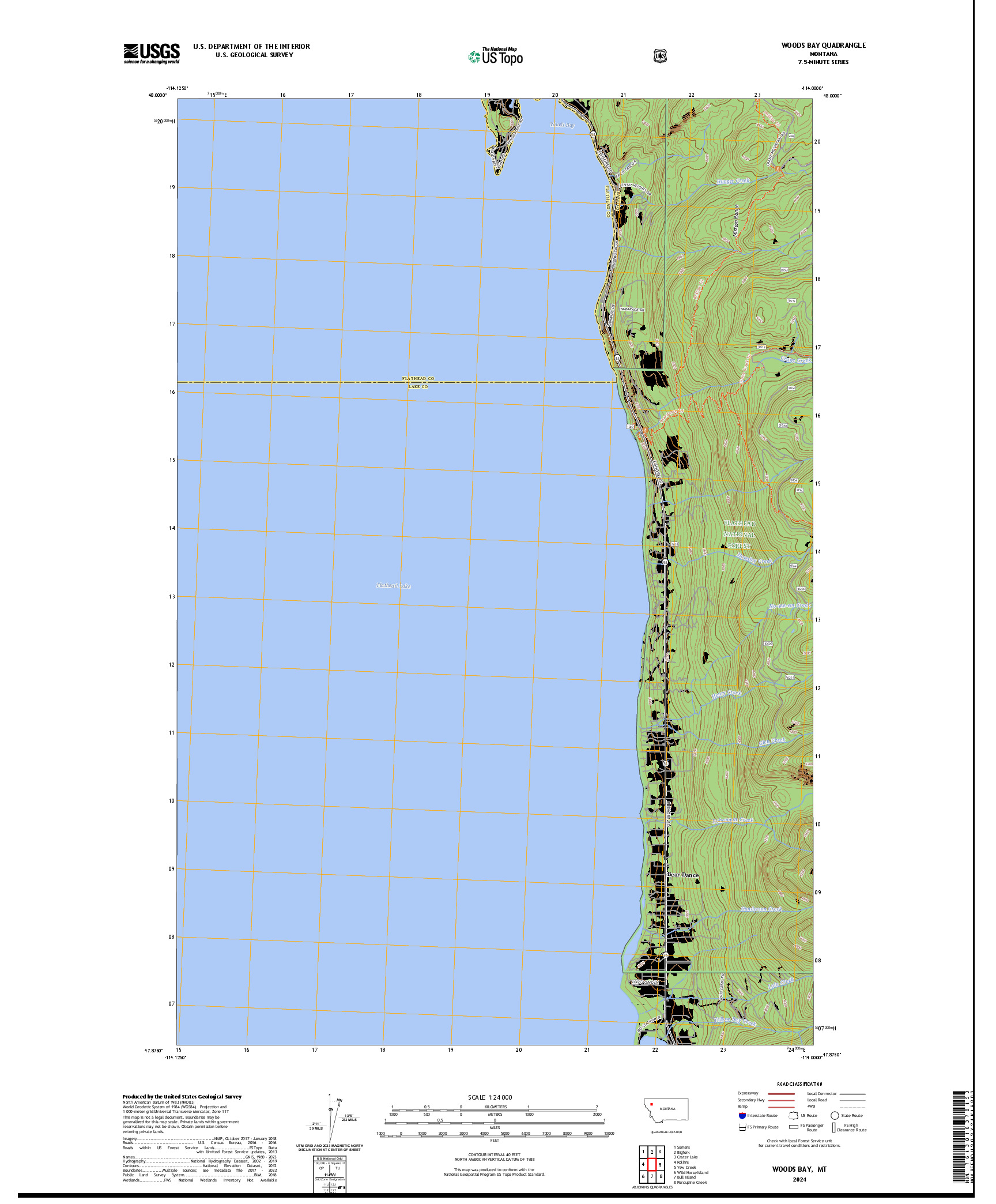 US TOPO 7.5-MINUTE MAP FOR WOODS BAY, MT