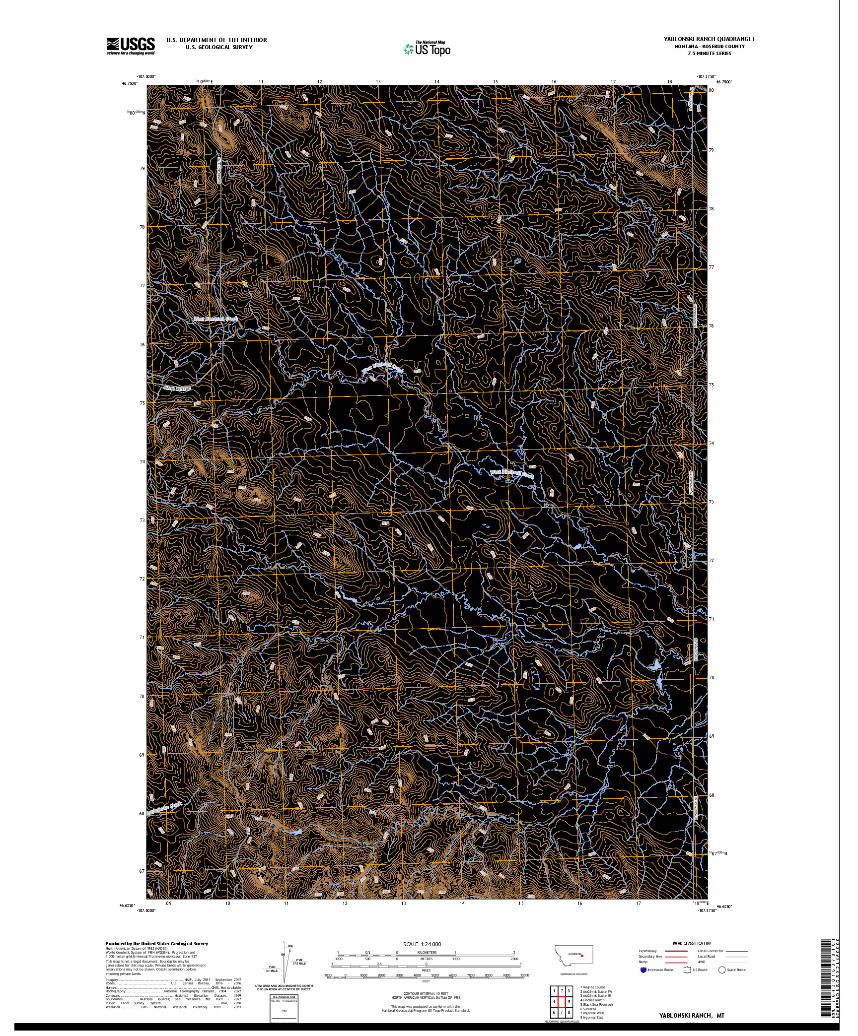 US TOPO 7.5-MINUTE MAP FOR YABLONSKI RANCH, MT