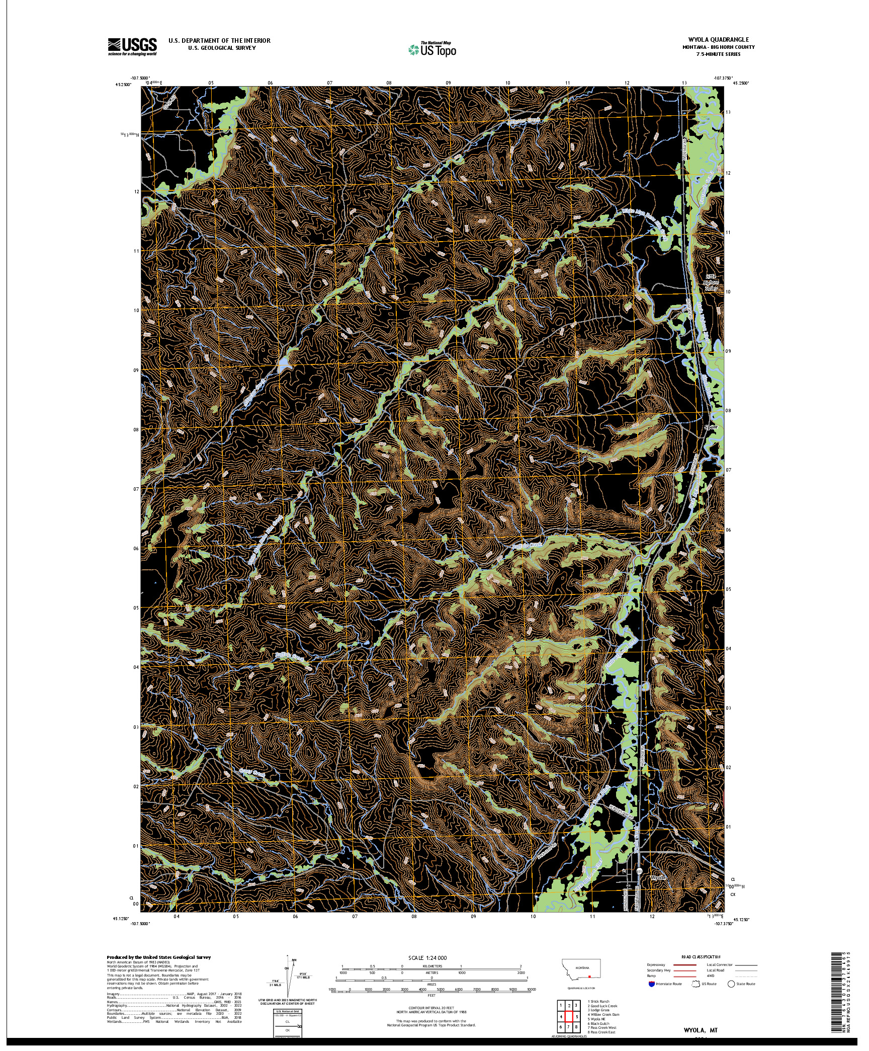 US TOPO 7.5-MINUTE MAP FOR WYOLA, MT