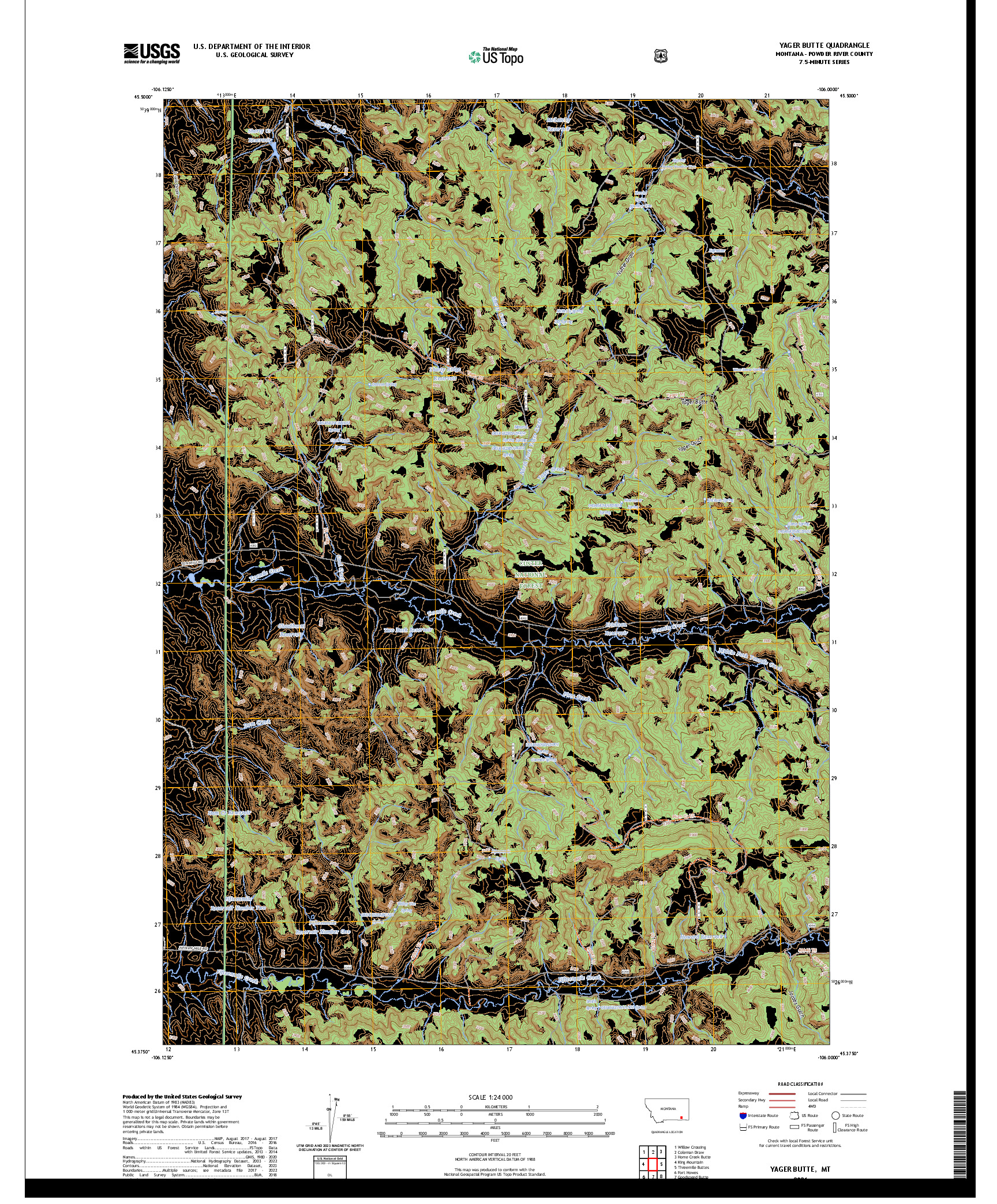 US TOPO 7.5-MINUTE MAP FOR YAGER BUTTE, MT