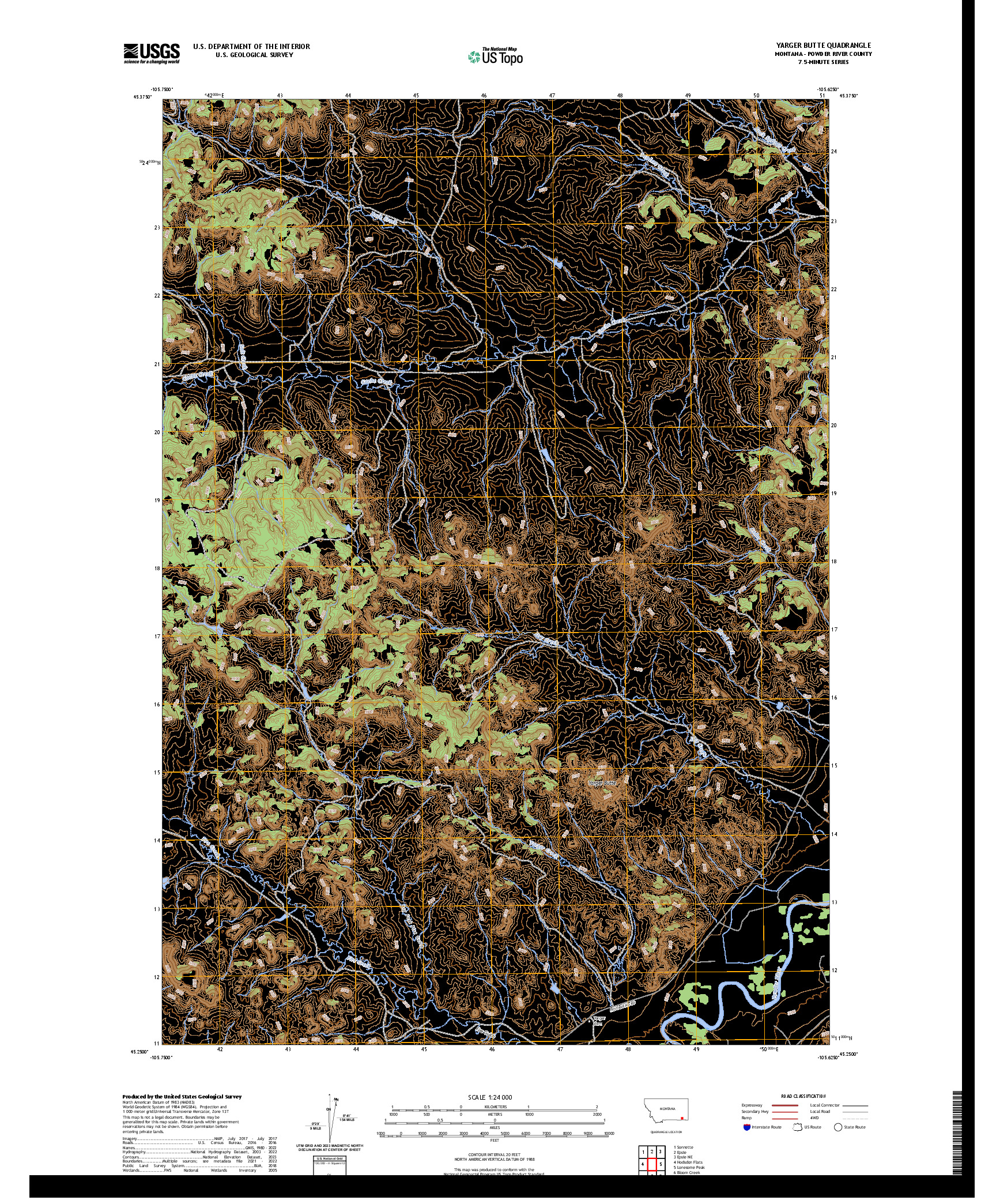 US TOPO 7.5-MINUTE MAP FOR YARGER BUTTE, MT