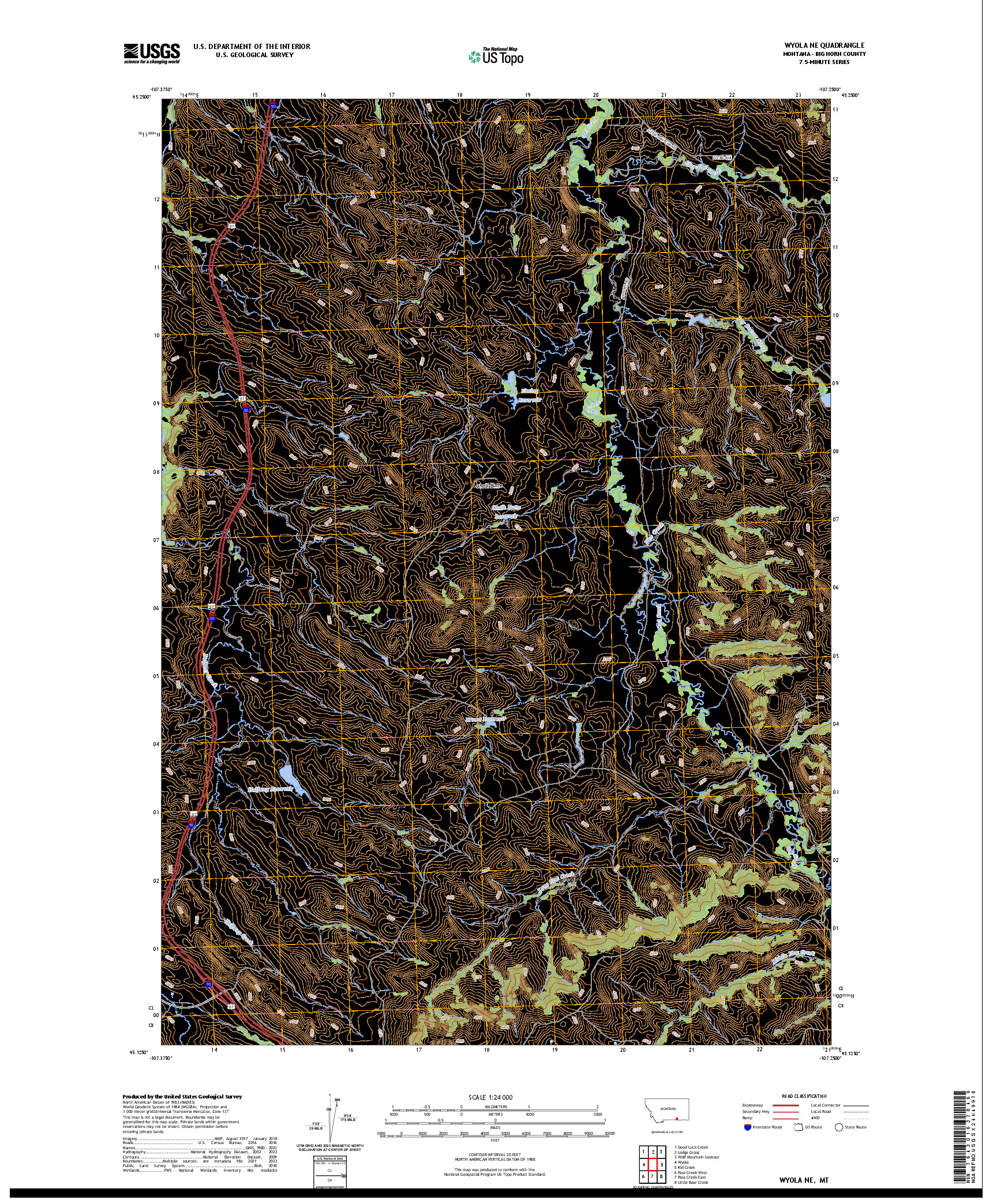 US TOPO 7.5-MINUTE MAP FOR WYOLA NE, MT