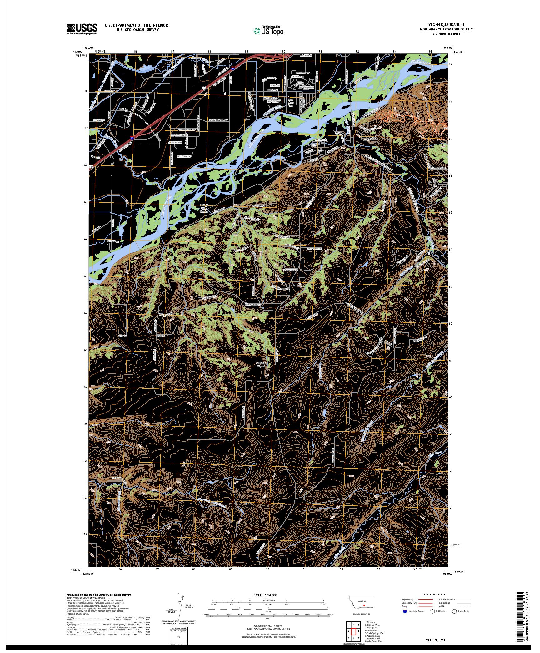 US TOPO 7.5-MINUTE MAP FOR YEGEN, MT
