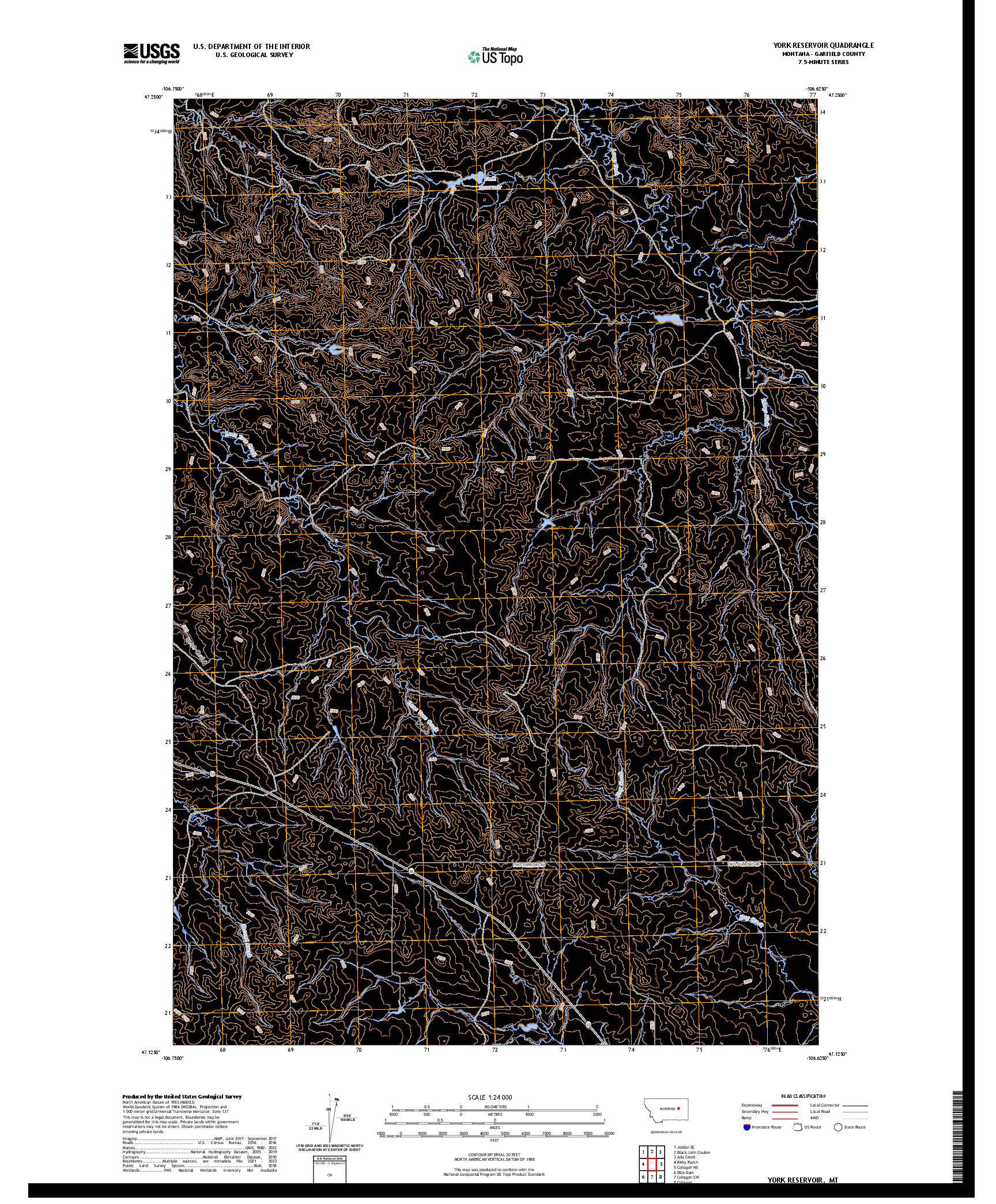US TOPO 7.5-MINUTE MAP FOR YORK RESERVOIR, MT