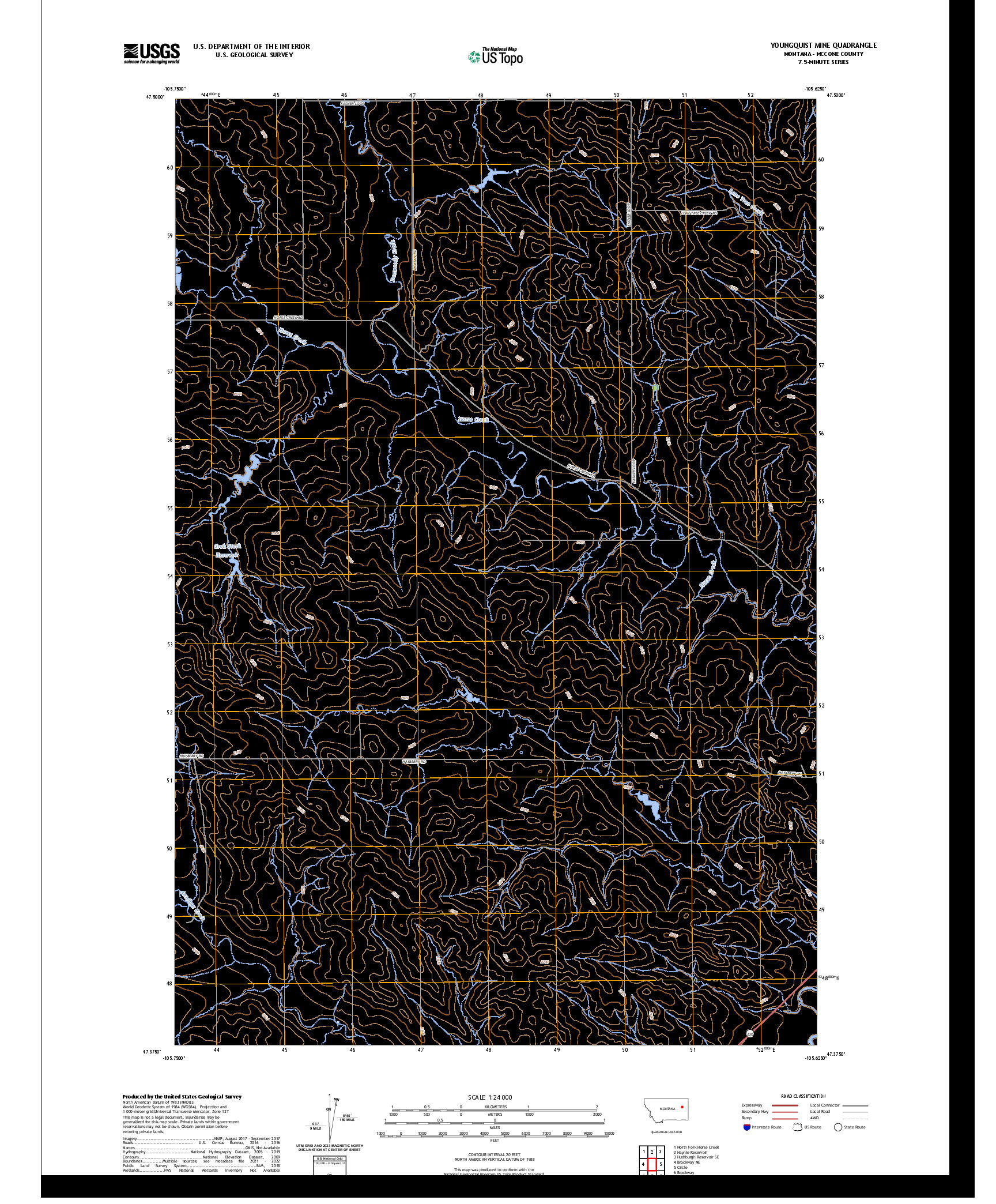 US TOPO 7.5-MINUTE MAP FOR YOUNGQUIST MINE, MT