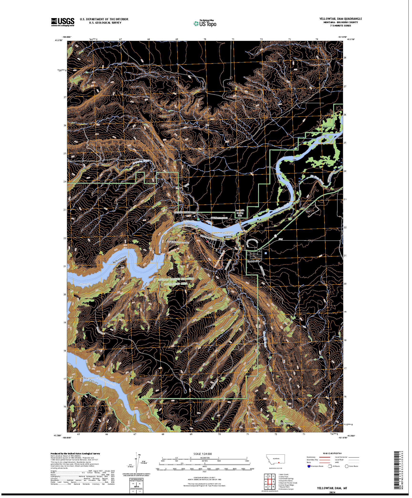 US TOPO 7.5-MINUTE MAP FOR YELLOWTAIL DAM, MT