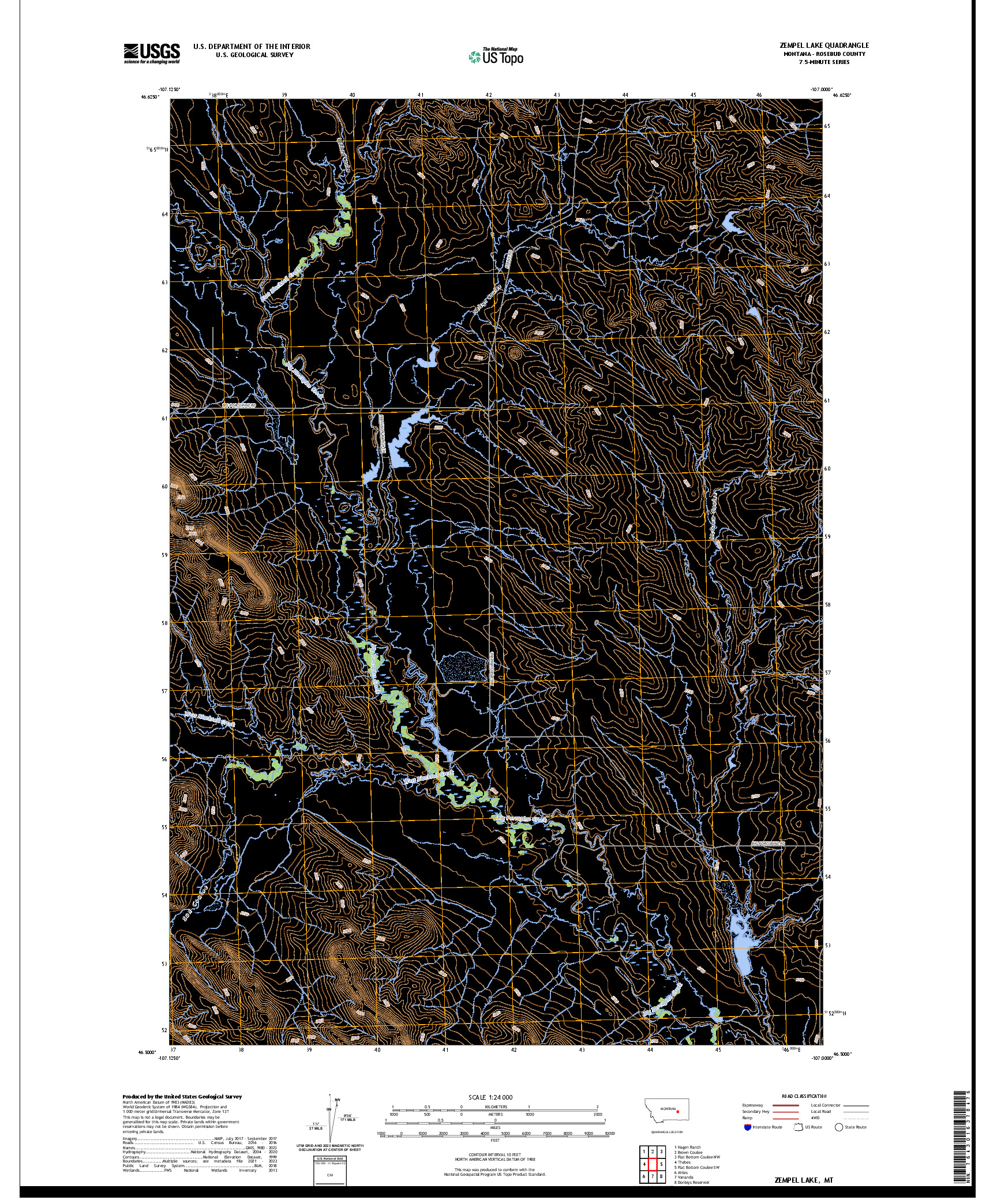 US TOPO 7.5-MINUTE MAP FOR ZEMPEL LAKE, MT