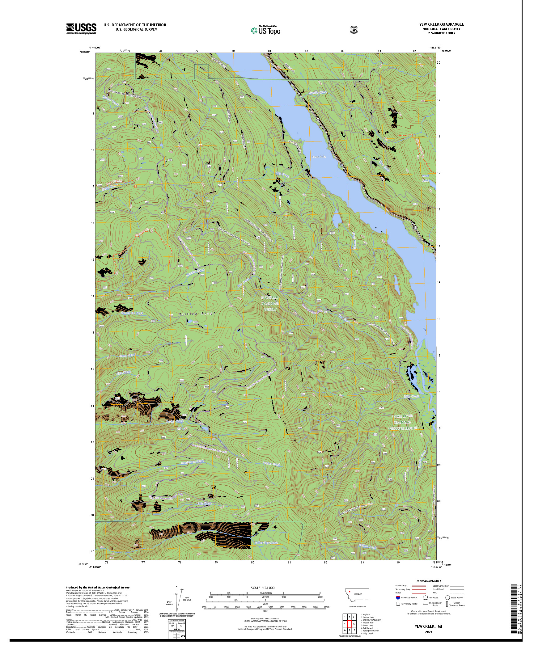 US TOPO 7.5-MINUTE MAP FOR YEW CREEK, MT