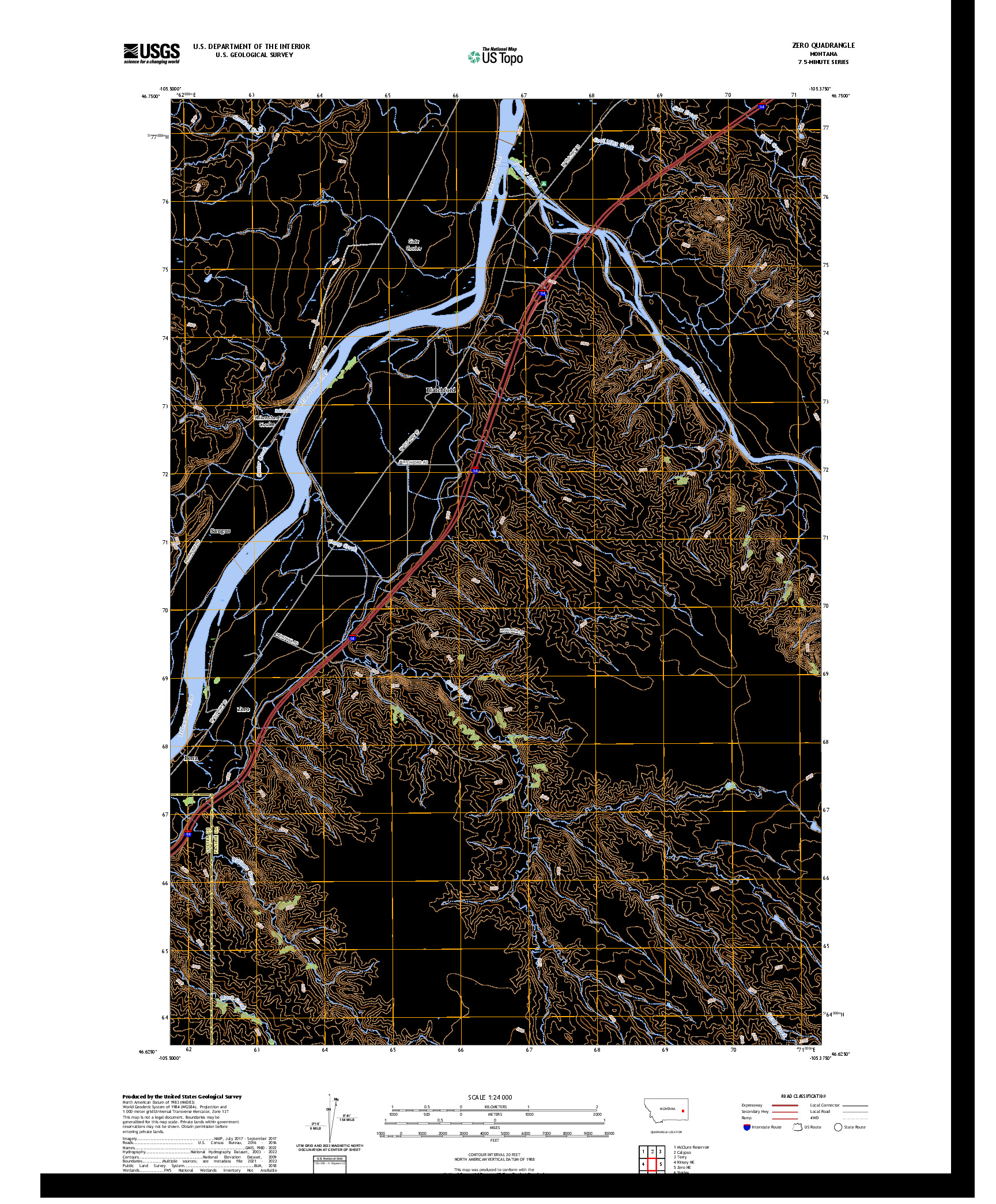 US TOPO 7.5-MINUTE MAP FOR ZERO, MT