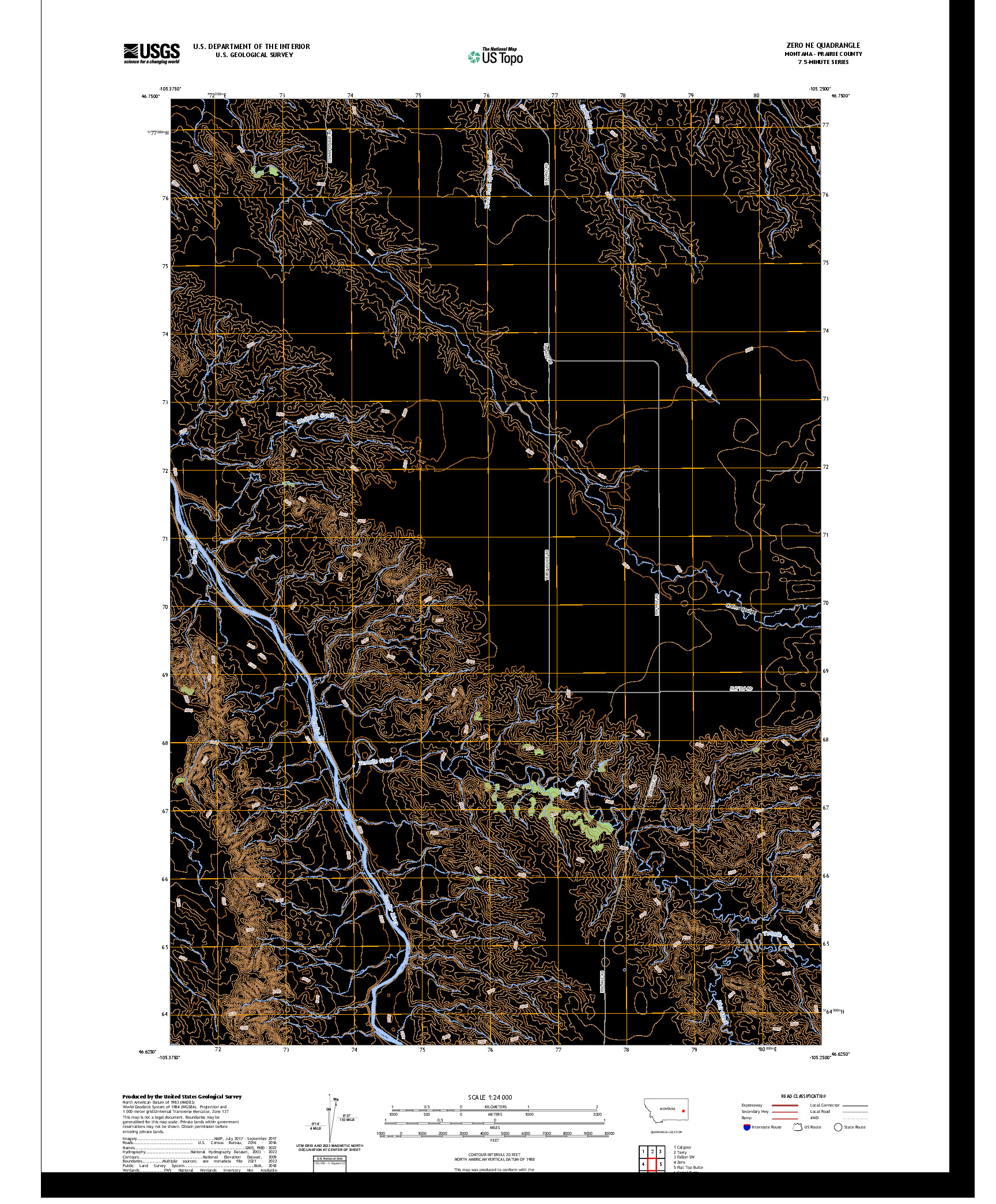 US TOPO 7.5-MINUTE MAP FOR ZERO NE, MT