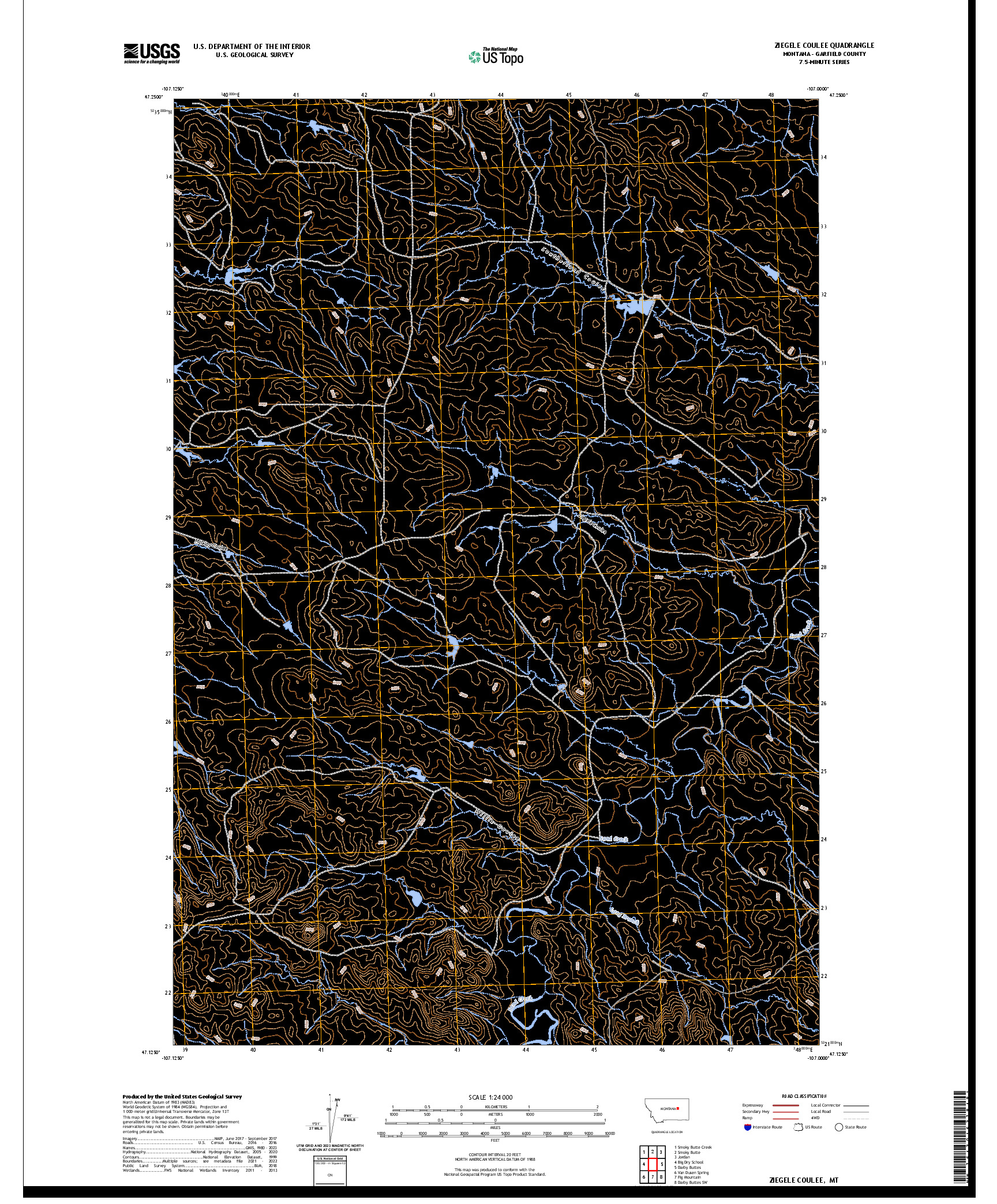 US TOPO 7.5-MINUTE MAP FOR ZIEGELE COULEE, MT