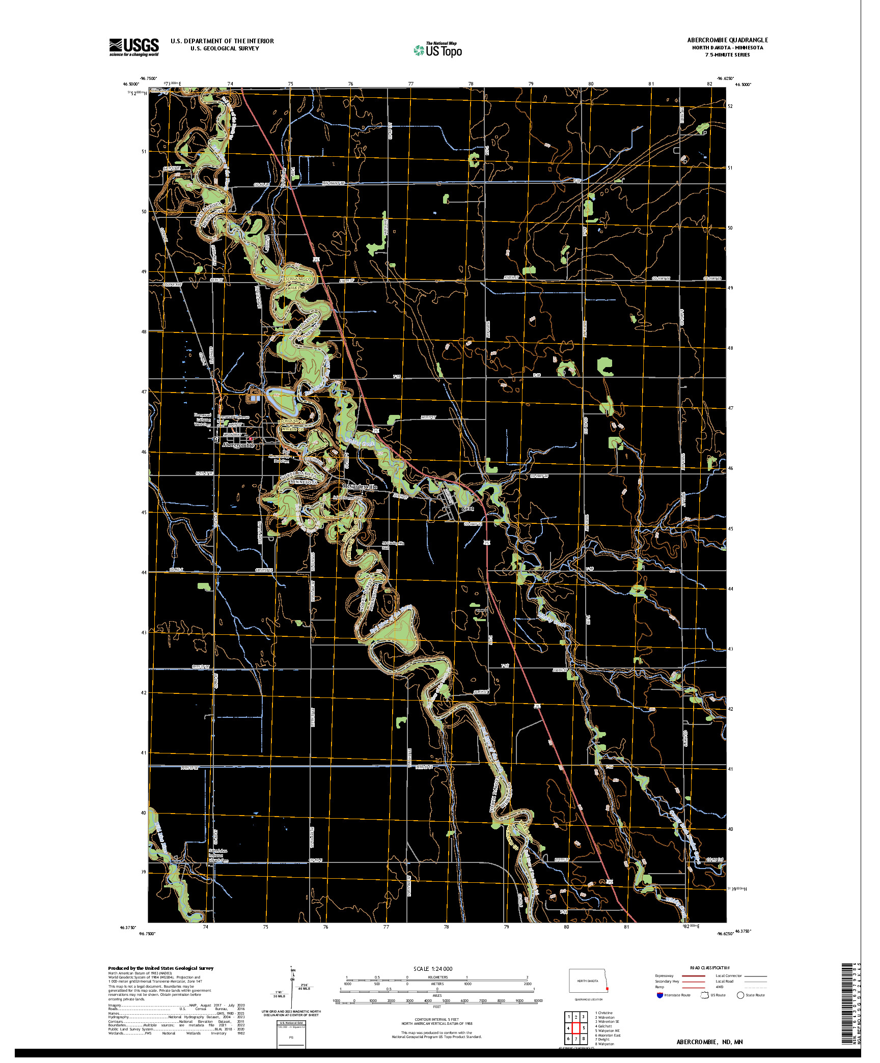 US TOPO 7.5-MINUTE MAP FOR ABERCROMBIE, ND,MN