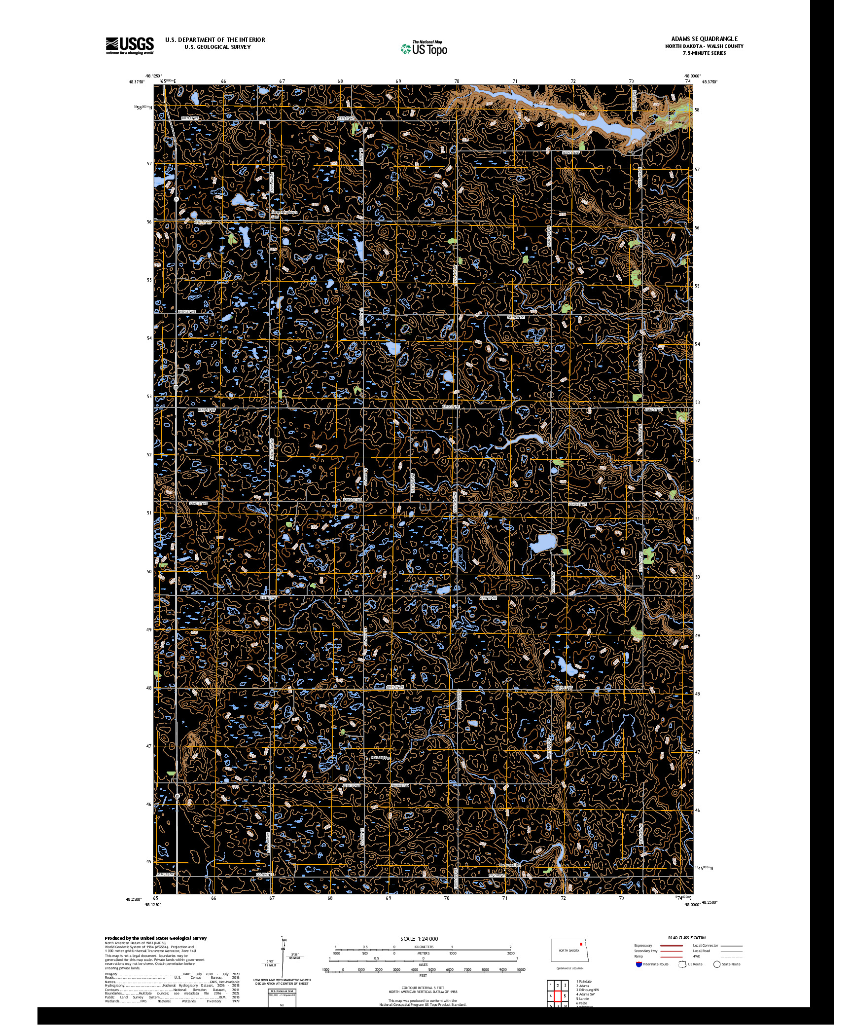 US TOPO 7.5-MINUTE MAP FOR ADAMS SE, ND