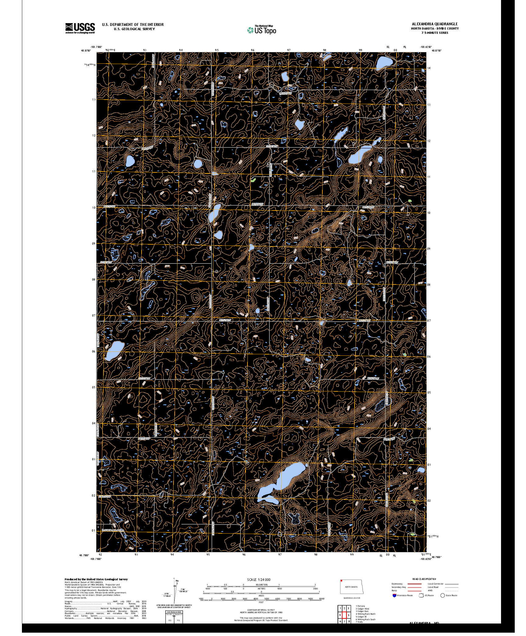 US TOPO 7.5-MINUTE MAP FOR ALEXANDRIA, ND