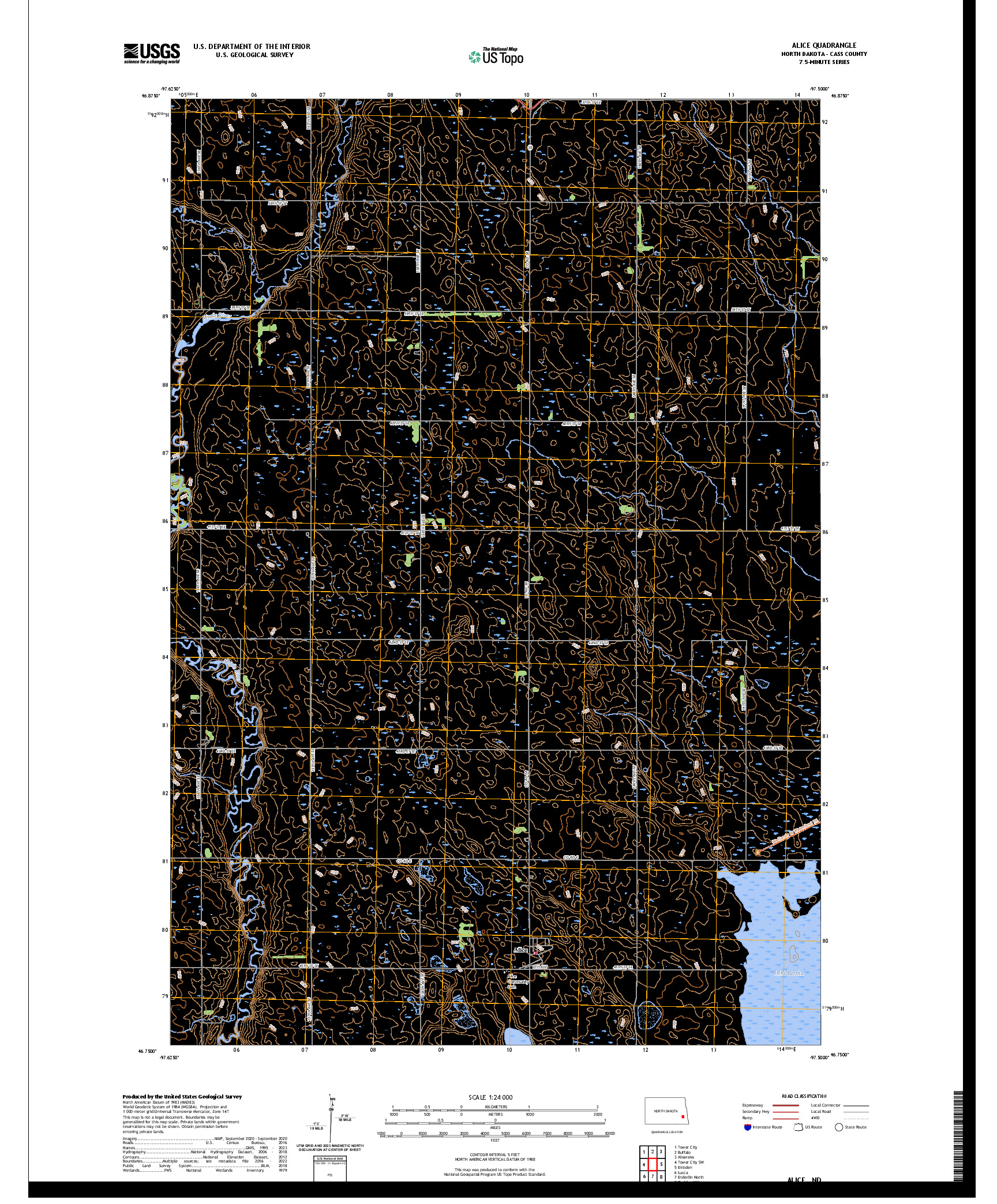 US TOPO 7.5-MINUTE MAP FOR ALICE, ND