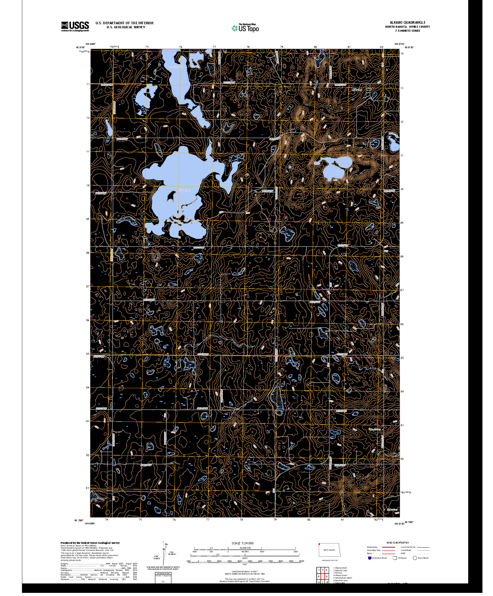 US TOPO 7.5-MINUTE MAP FOR ALKABO, ND