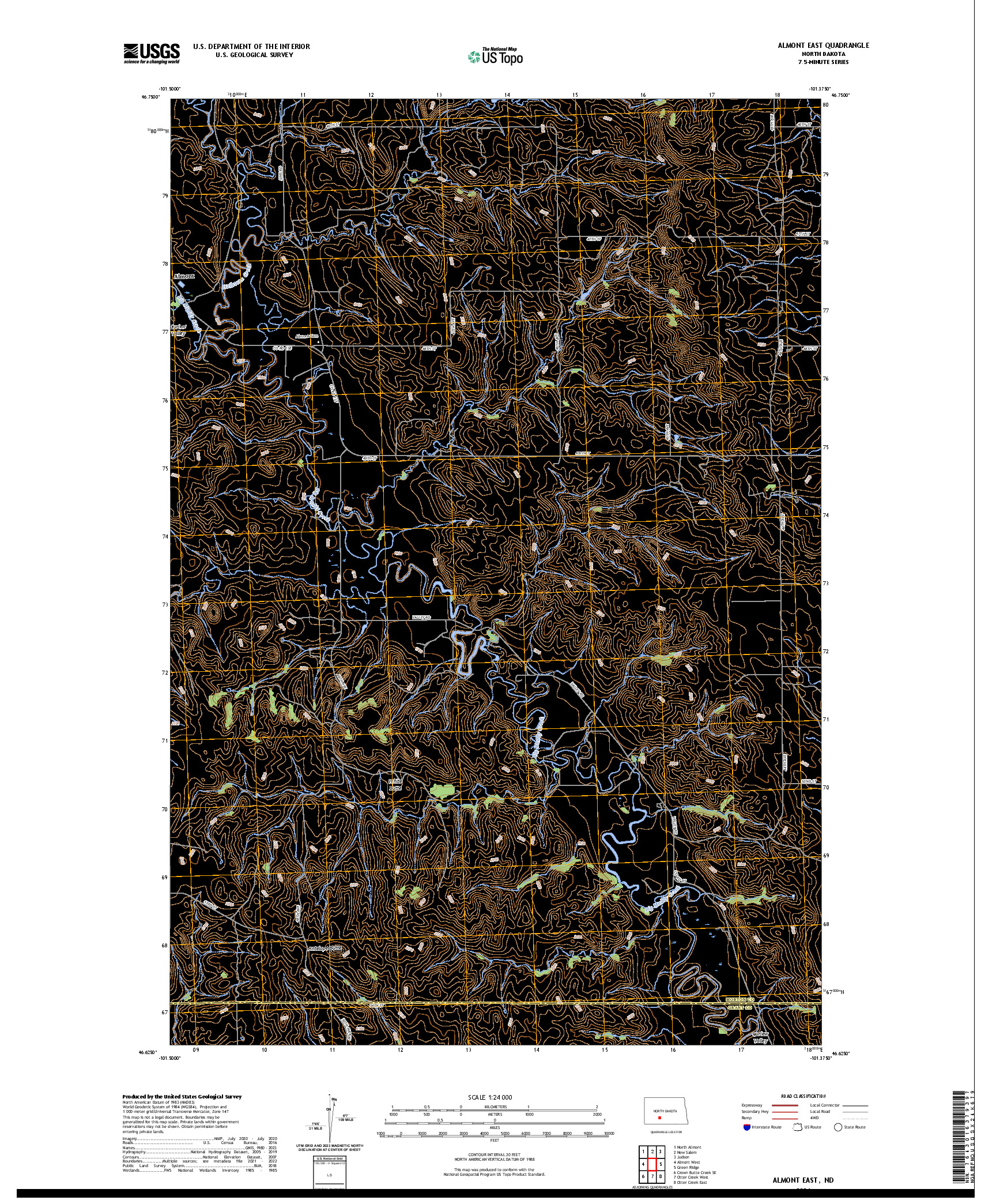 US TOPO 7.5-MINUTE MAP FOR ALMONT EAST, ND