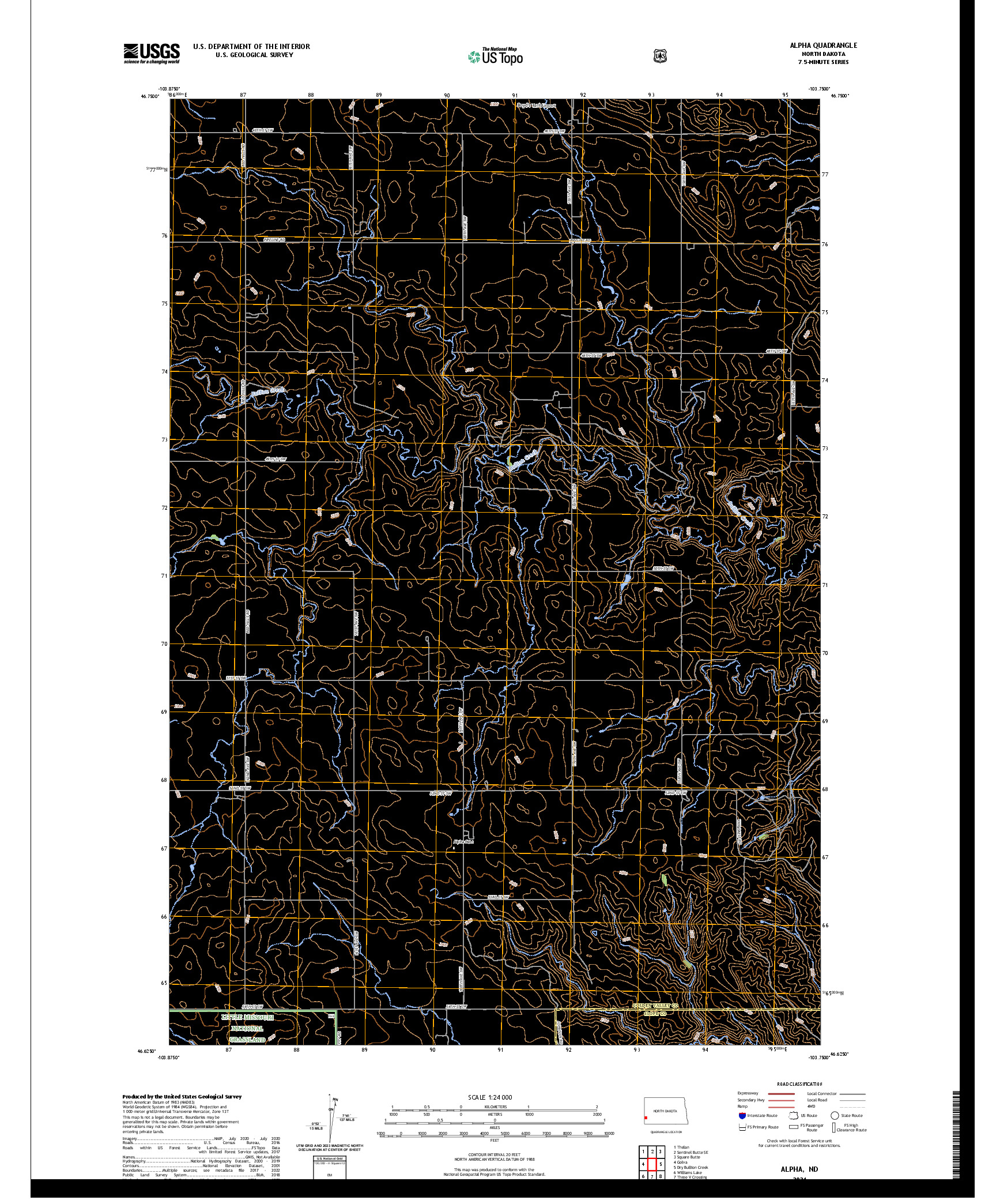 US TOPO 7.5-MINUTE MAP FOR ALPHA, ND