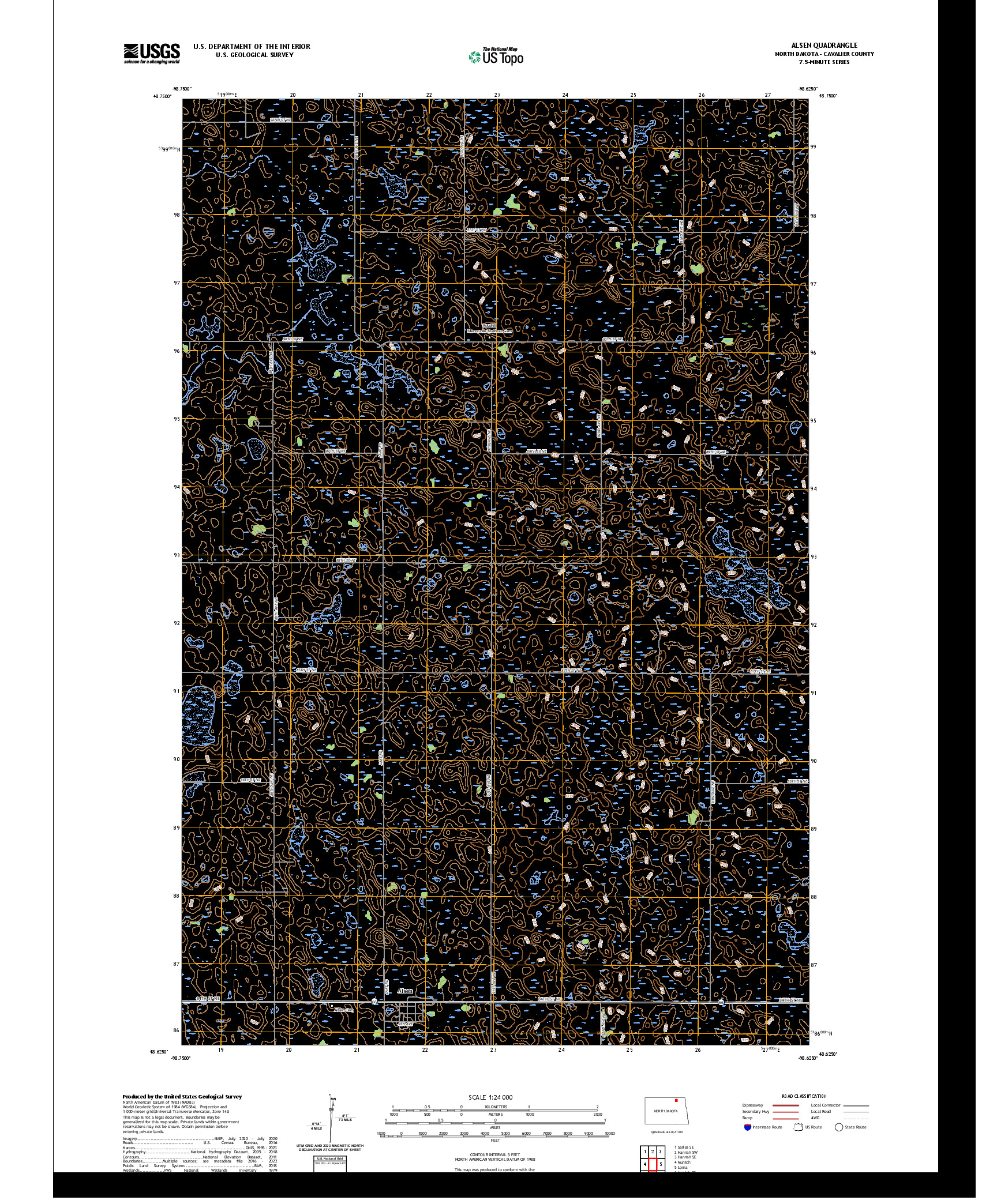 US TOPO 7.5-MINUTE MAP FOR ALSEN, ND