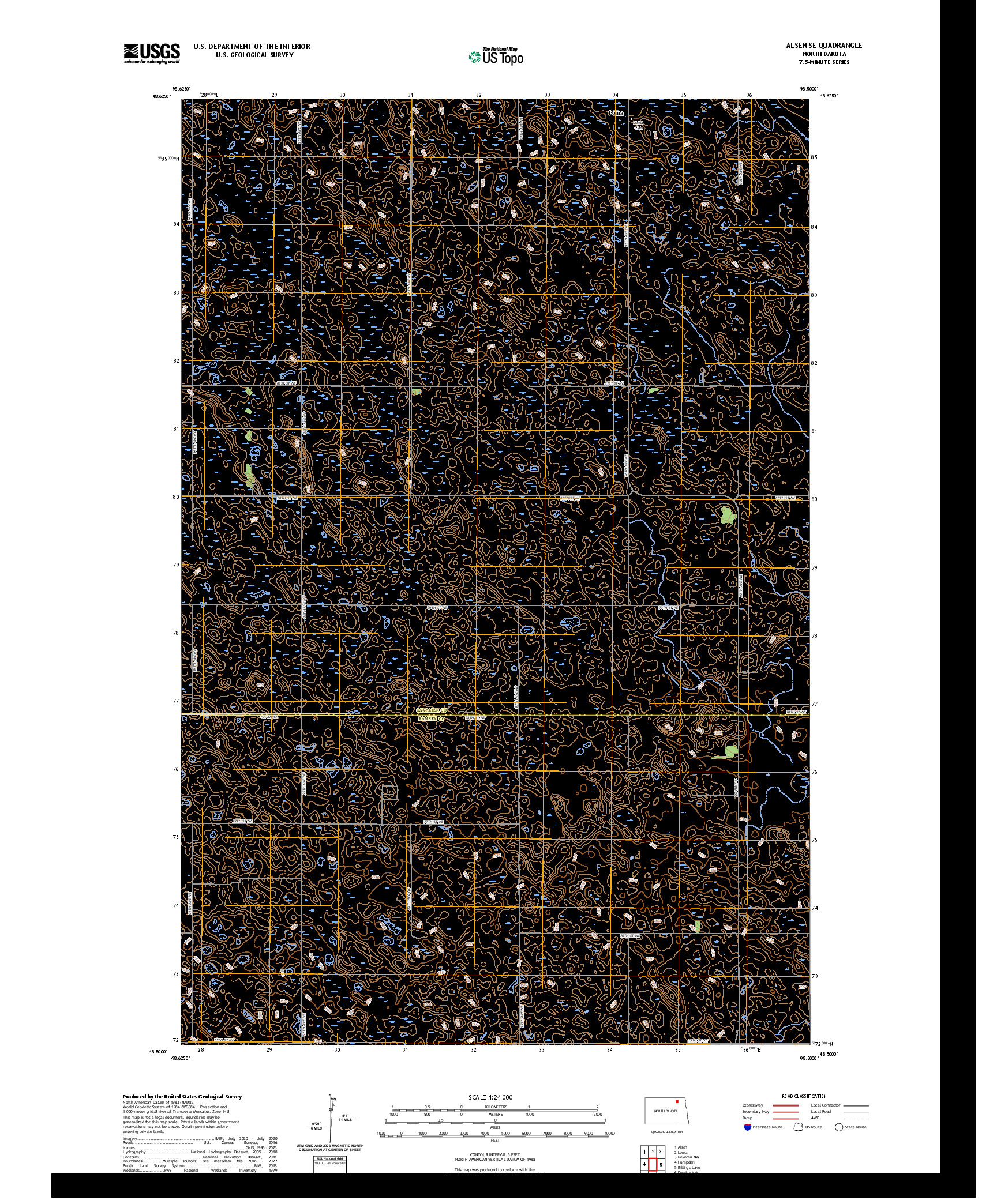US TOPO 7.5-MINUTE MAP FOR ALSEN SE, ND