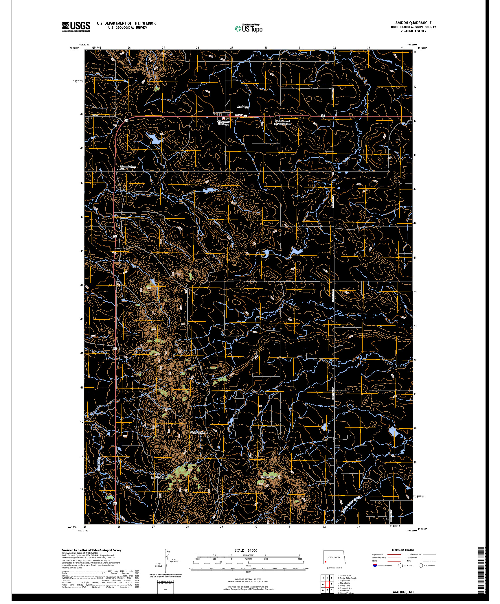 US TOPO 7.5-MINUTE MAP FOR AMIDON, ND
